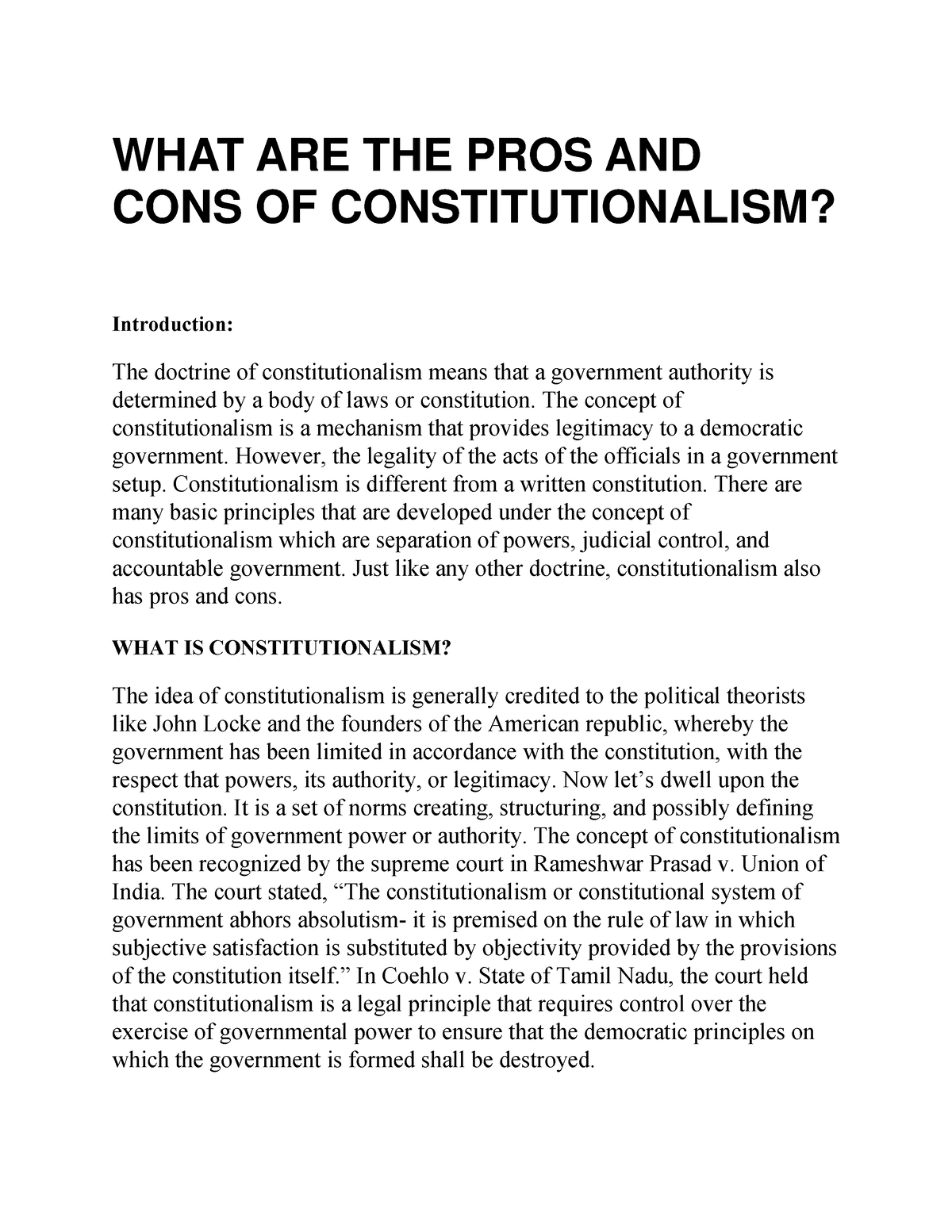 antithesis of constitutionalism