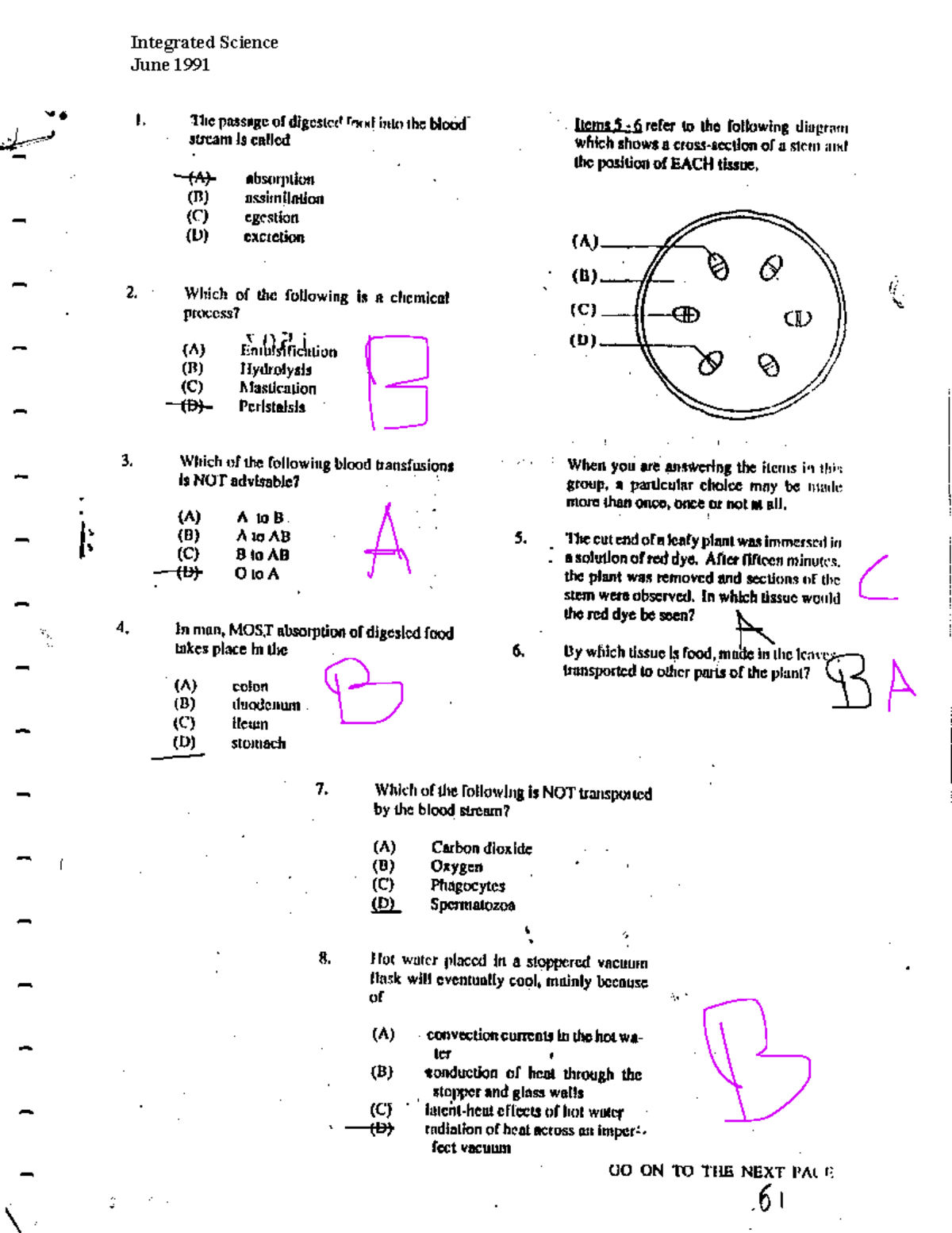 CSEC Integrated Science June 1991 P1 - T T CARAPICHAIMA SENIOR ...