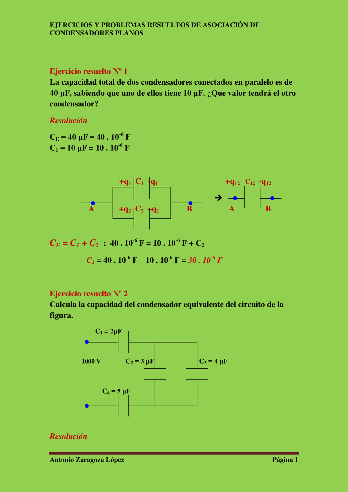 2 Asociacion De Condensadores Planos - Ejercicio Resuelto Nº 1 La ...