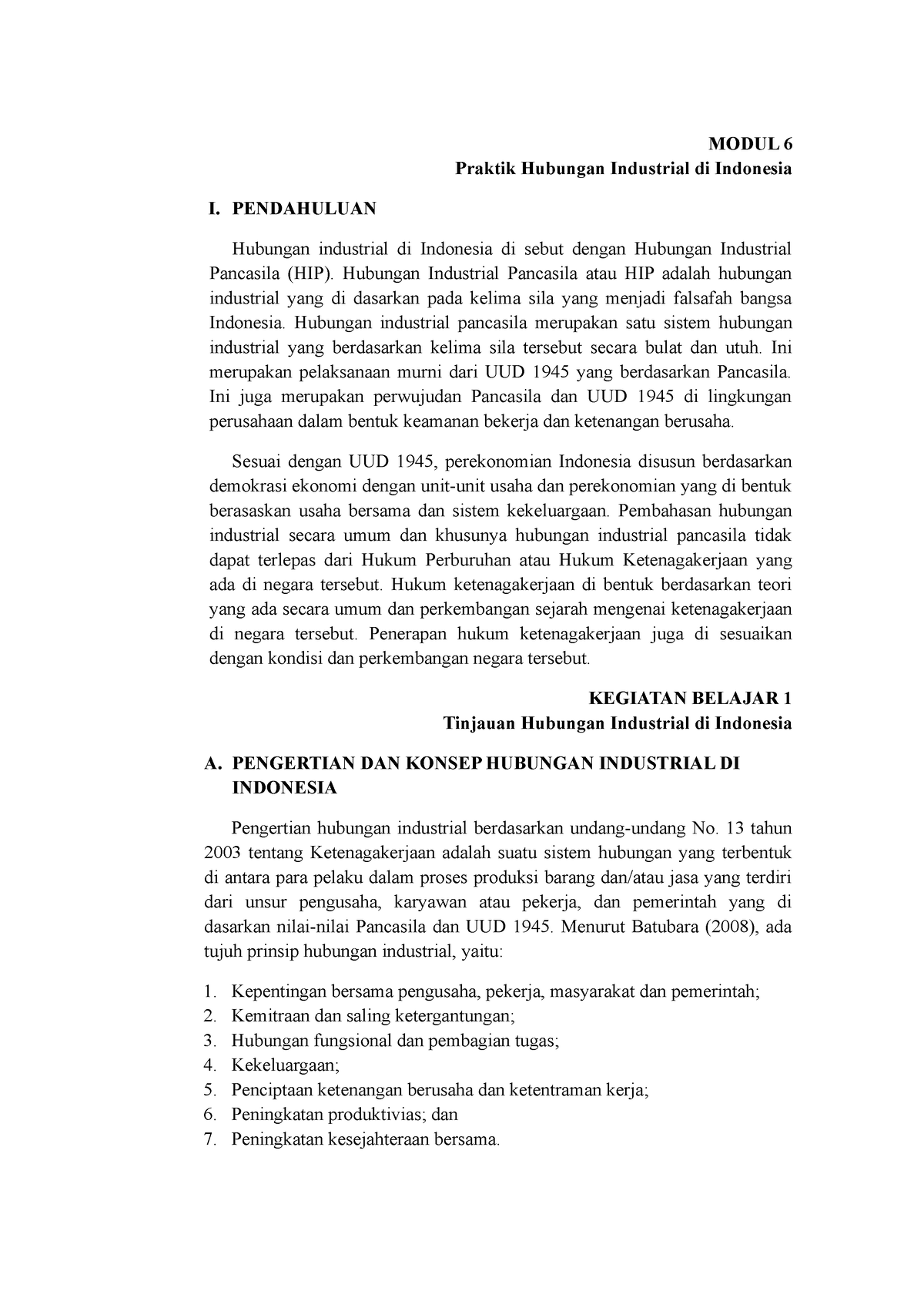 Modul 6 Praktik Hubungan Hubungan Industrial DI Indonesia - MODUL 6 ...