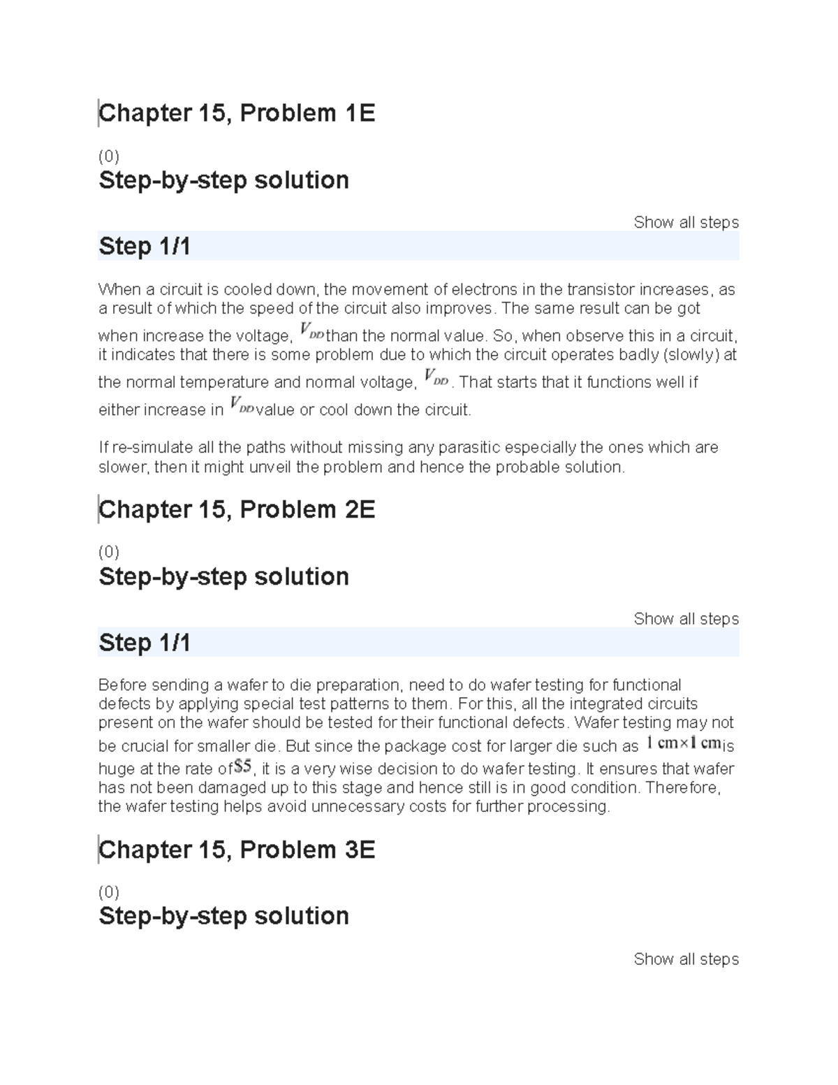 CMOS VLSI Design - 15 - Chapter 15, Problem 1E (0) Step-by-step ...