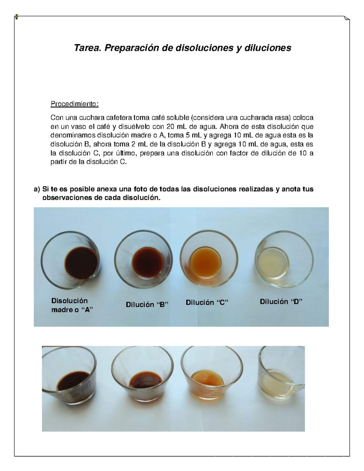 Tarea De Disoluciones Y Diluciones - Tarea. Preparación De Disoluciones ...