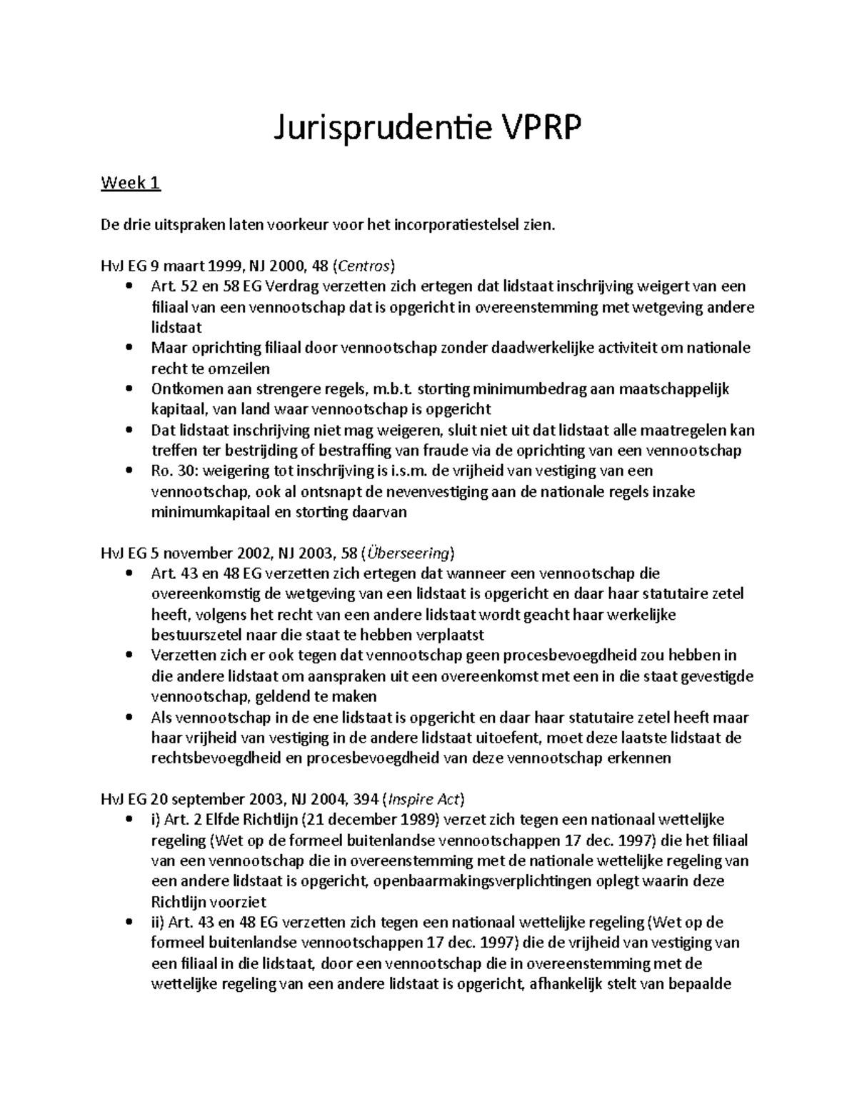 Jurisprudentie Ven. Recht - Jurisprudentie VPRP Week 1 De Drie ...