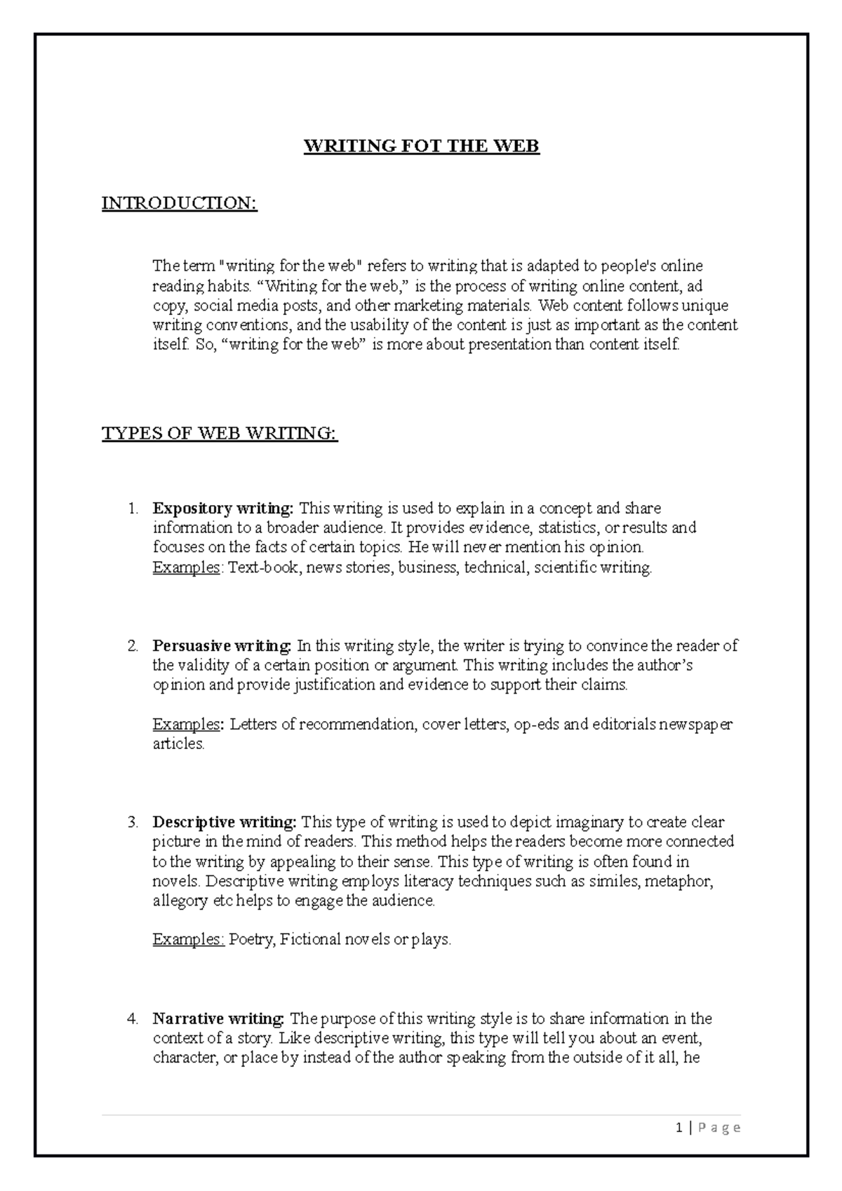 A010 Business Communication - WRITING FOT THE WEB INTRODUCTION: The ...
