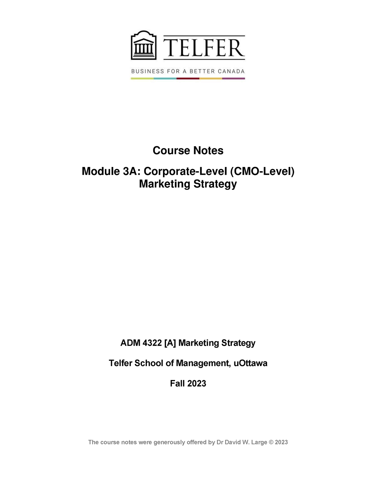 Module 3A - Course Notes - Course Notes Module 3 A: Corporate-Level ...