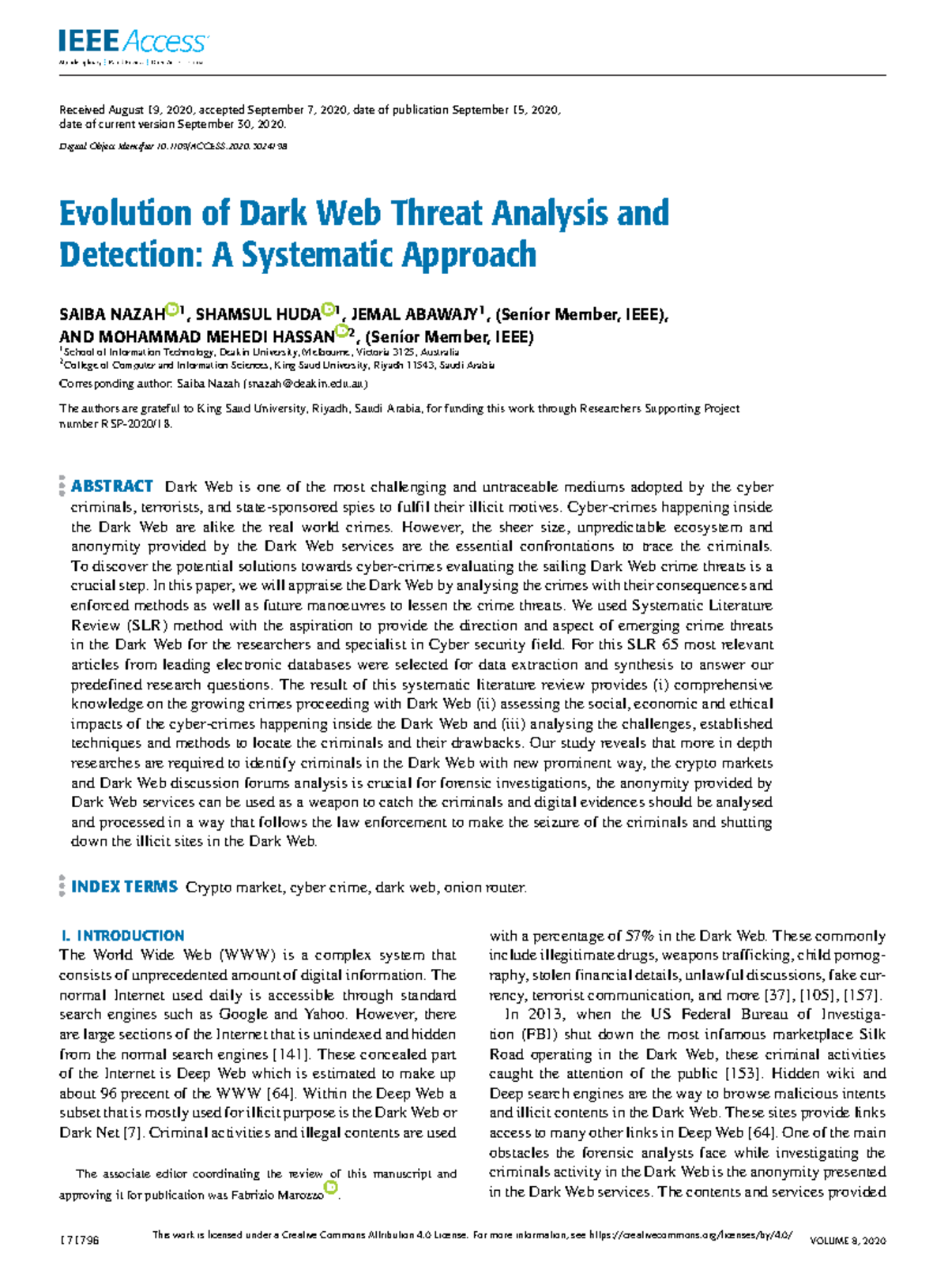 Evolution of Dark Web Threat Analysis and Detectio - Received August 19 ...