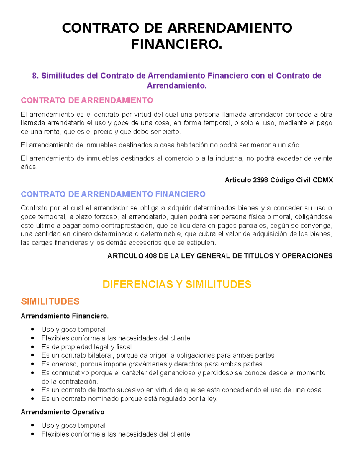 Contrato De Arrendamiento Financiero Ejemplos Y Formato Para Curriculum