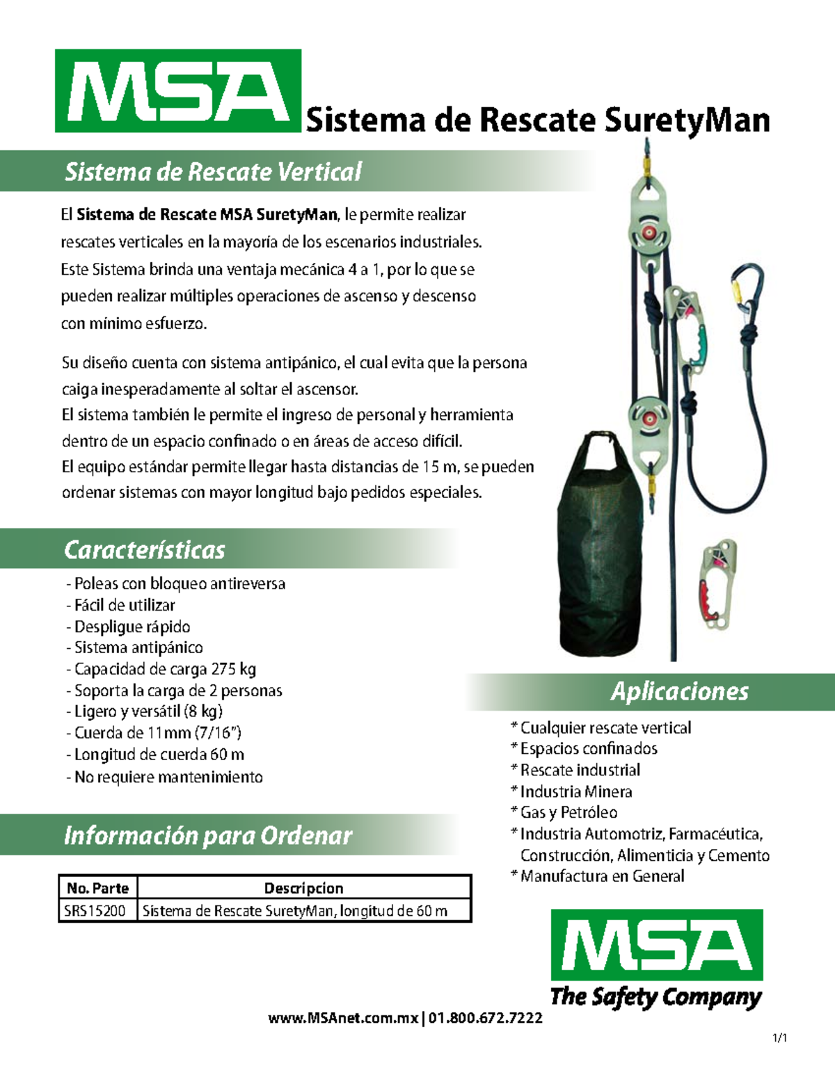 Surety Man Rescue System Data Sheet - Sistema de Rescate SuretyMan ...