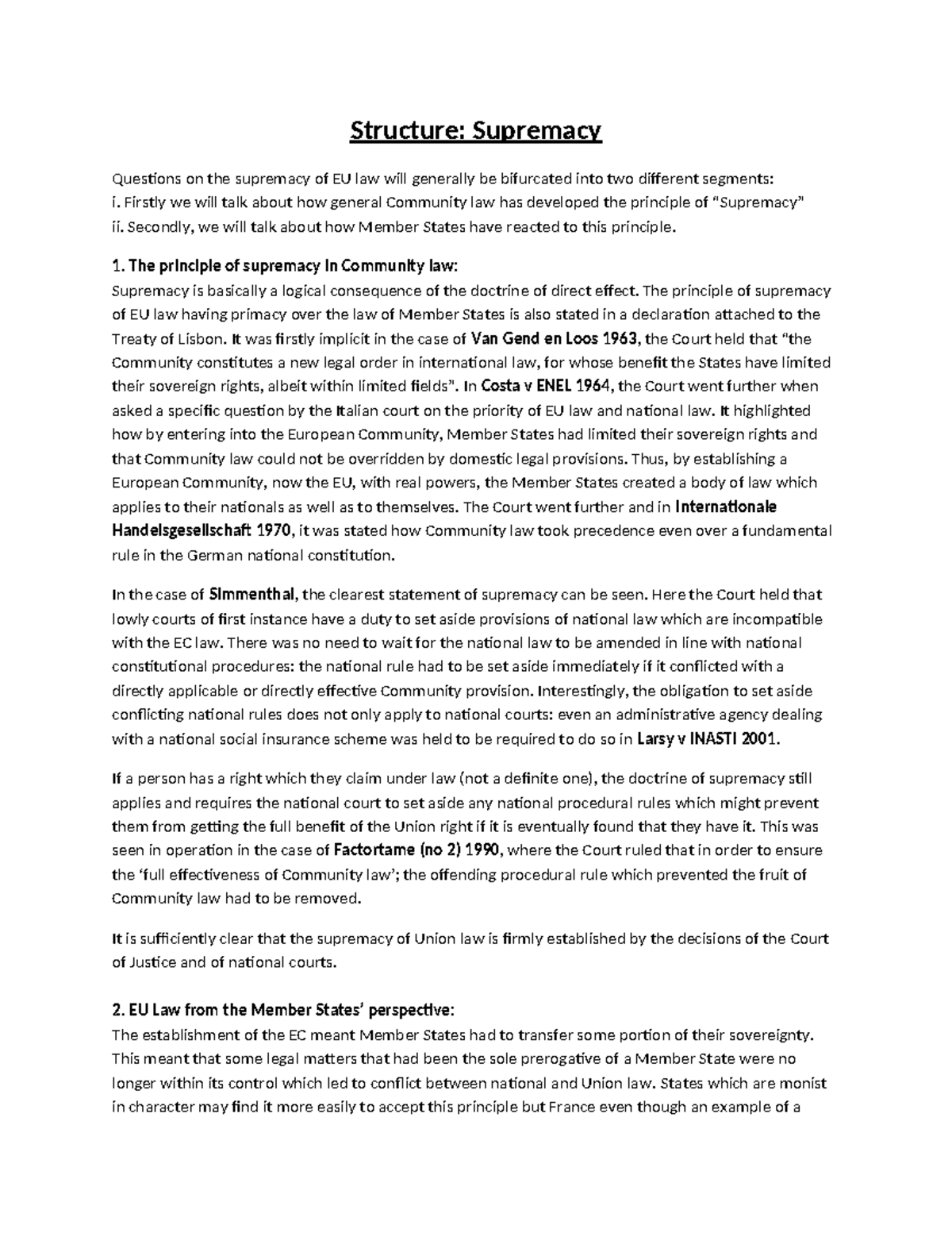 Structure - Supremacy - Structure: Supremacy Questions on the supremacy ...