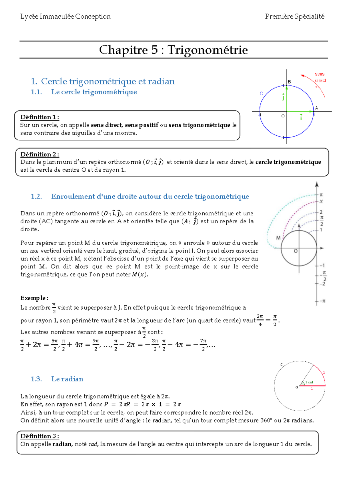 Trigonométrie. Première. Spécialité Maths ZHERSS — free download