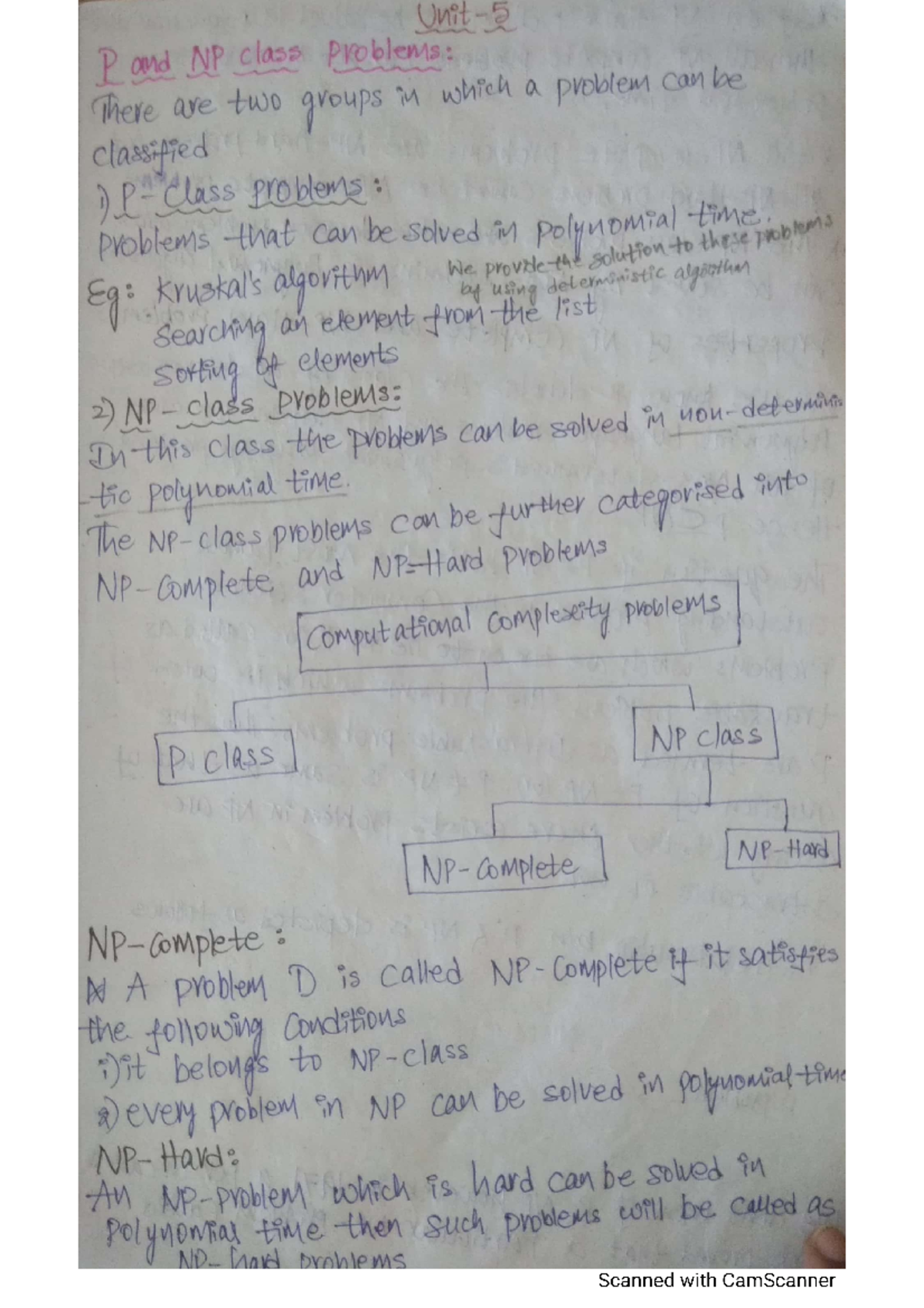 DAA 5 UNIT - ALGORITHMS - P and NP class problems: There are two groups ...