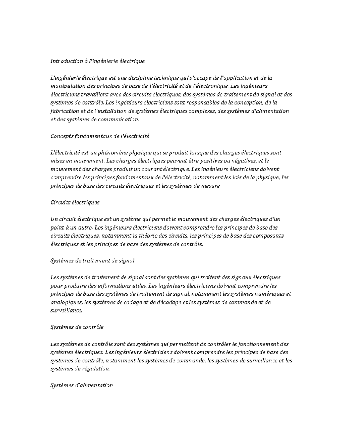 Electrical Engineering Study Notes - Introduction à l'ingénierie ...
