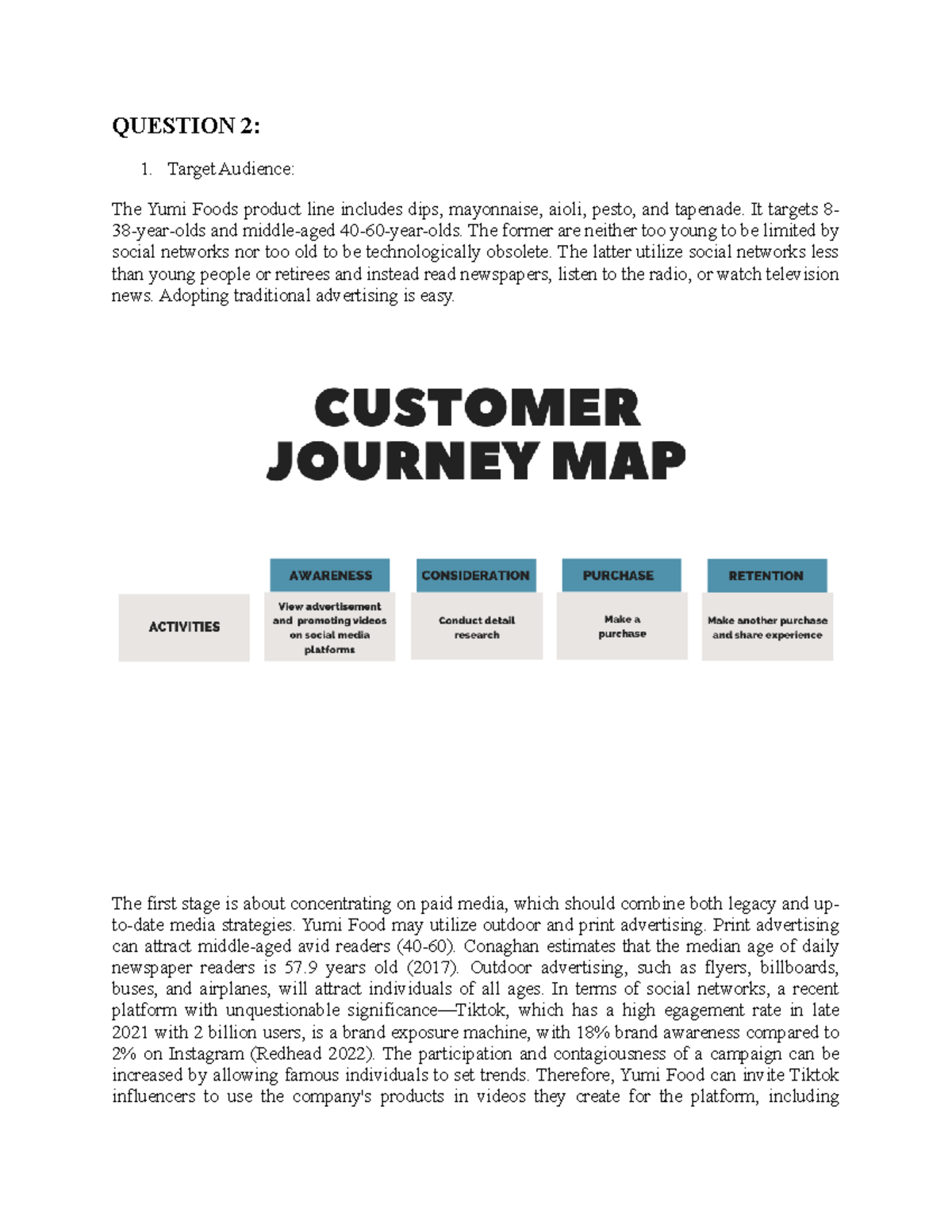 Question 2 ADV10008 QUESTION 2 Target Audience The Yumi Foods