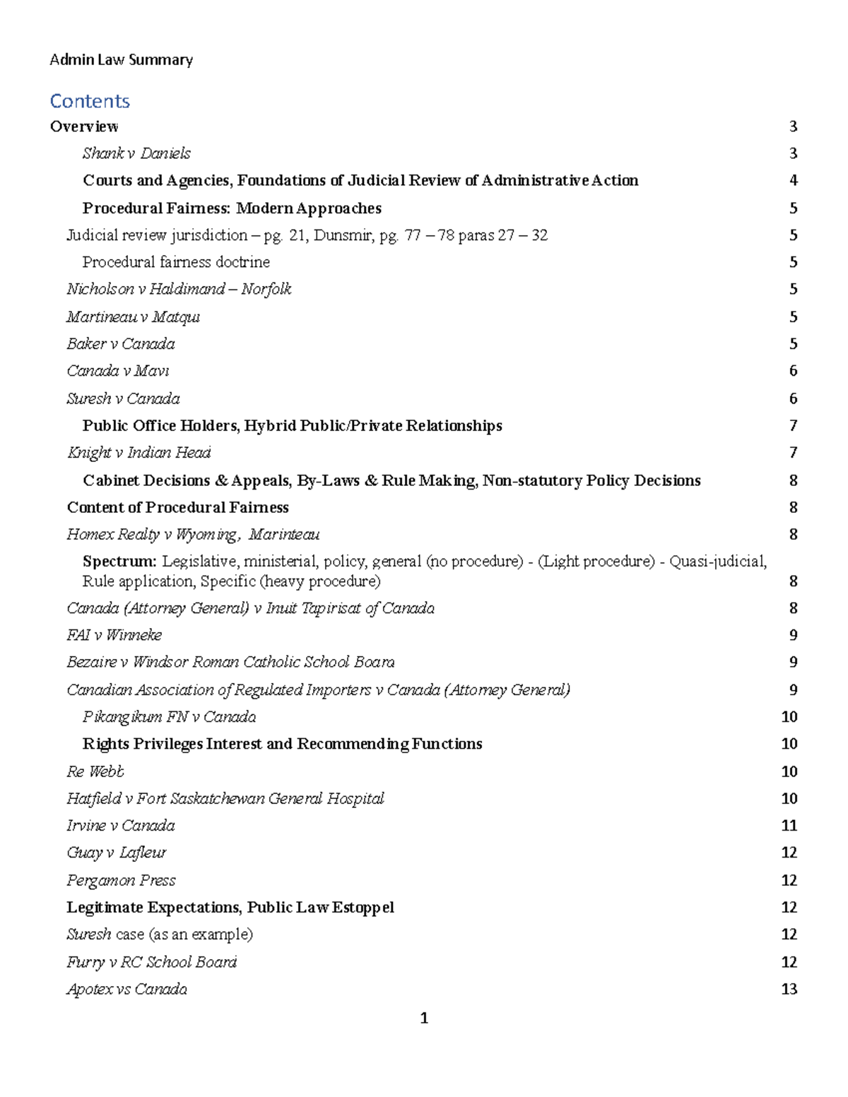 Admin Law Summary - Notes covering major concepts and case law ...