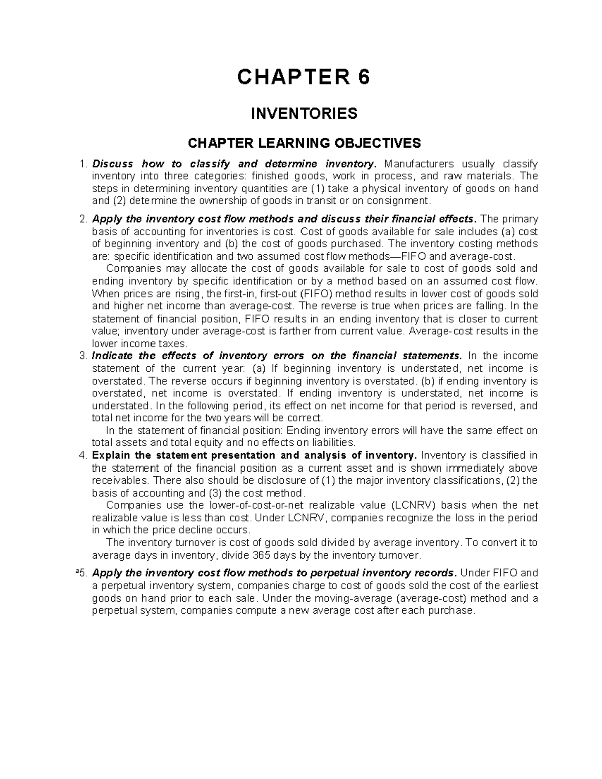 Ch06 test bank of financial accounting - CHAPTER 6 INVENTORIES CHAPTER ...