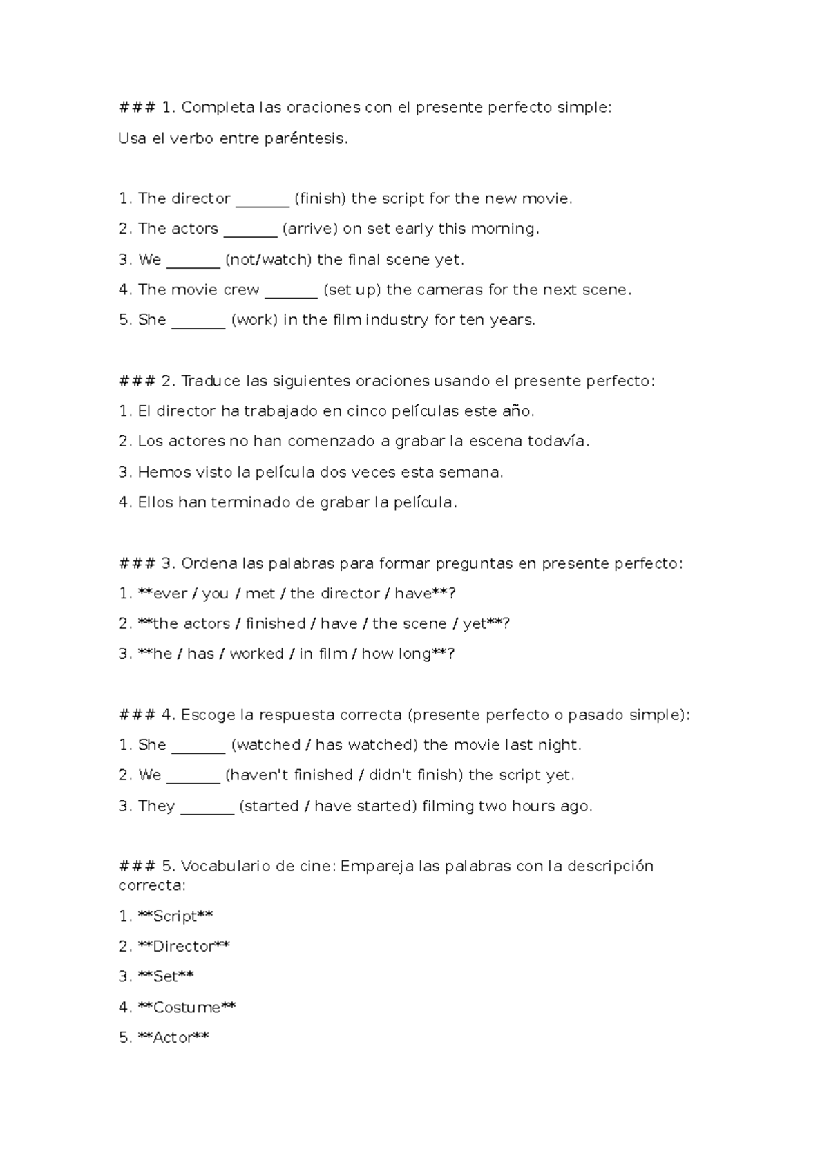 Skryrocket 1 - Ejercicios - 1. Completa las oraciones con el presente ...