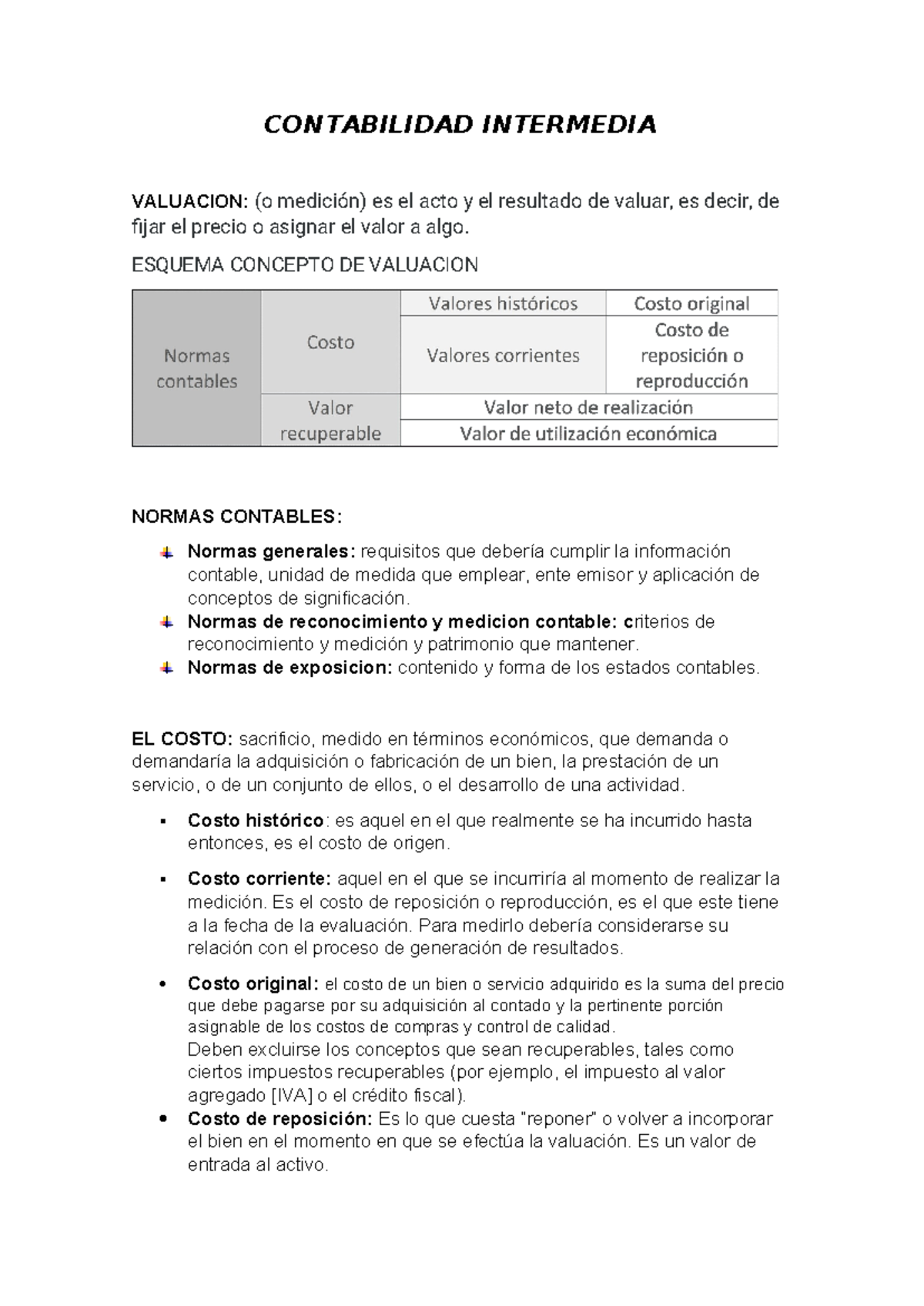 Contabilidad Intermedia Modulo 1 Contabilidad Intermedia Valuacion O Medición Es El Acto Y 4142