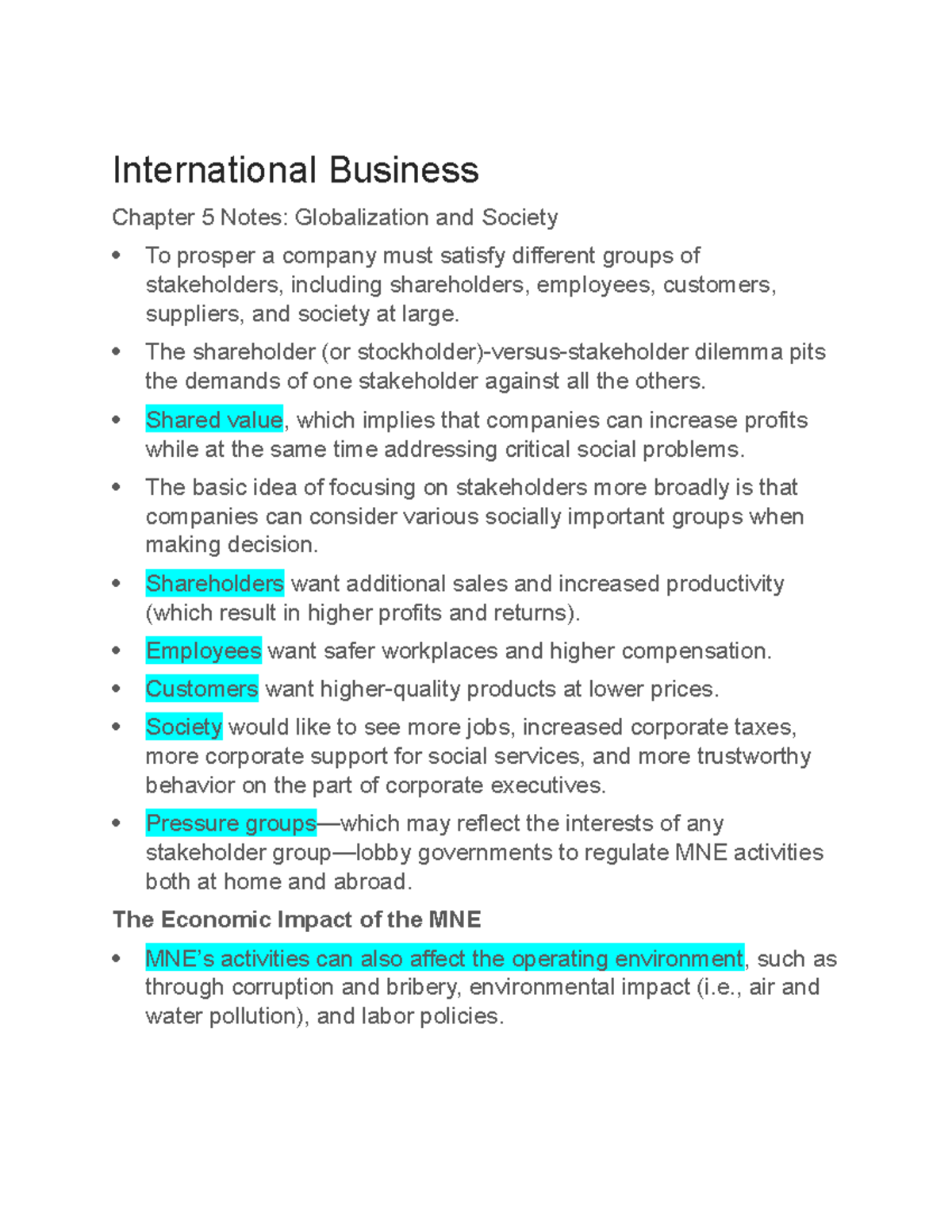 Introduction To International Business Chapter 5 Notes - International ...