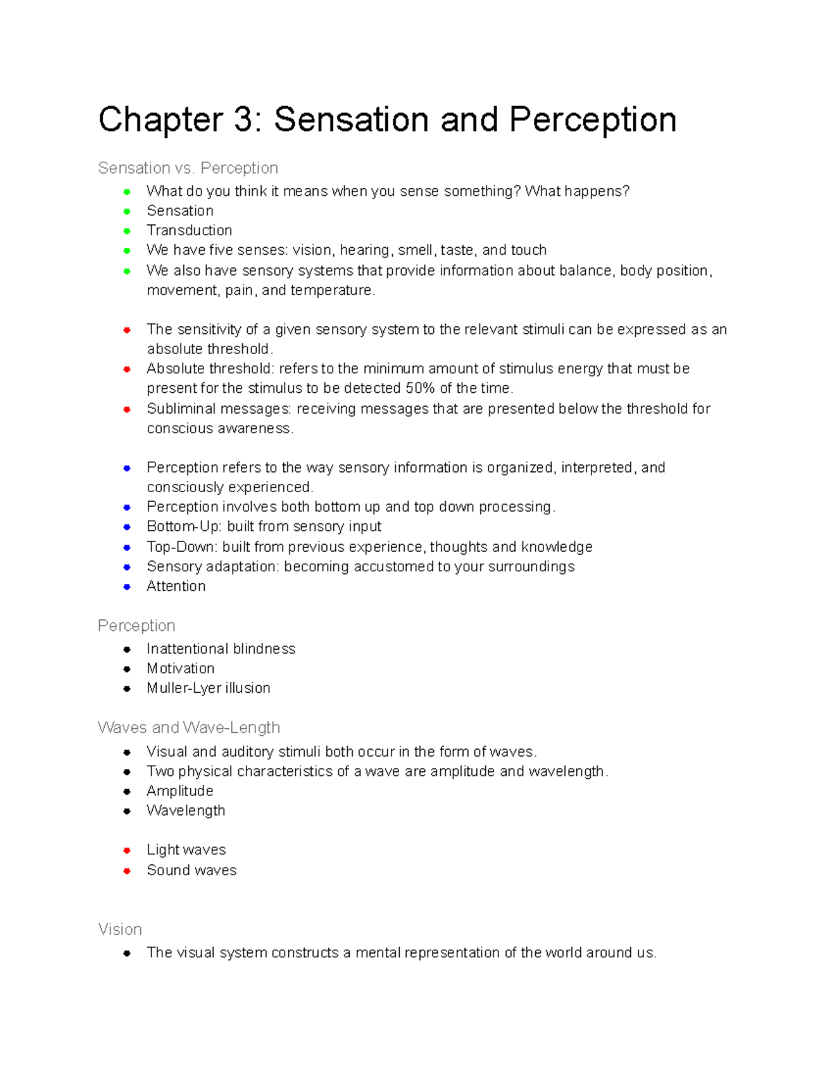 Chapter 3 Sensation And Perception - Chapter 3: Sensation And ...