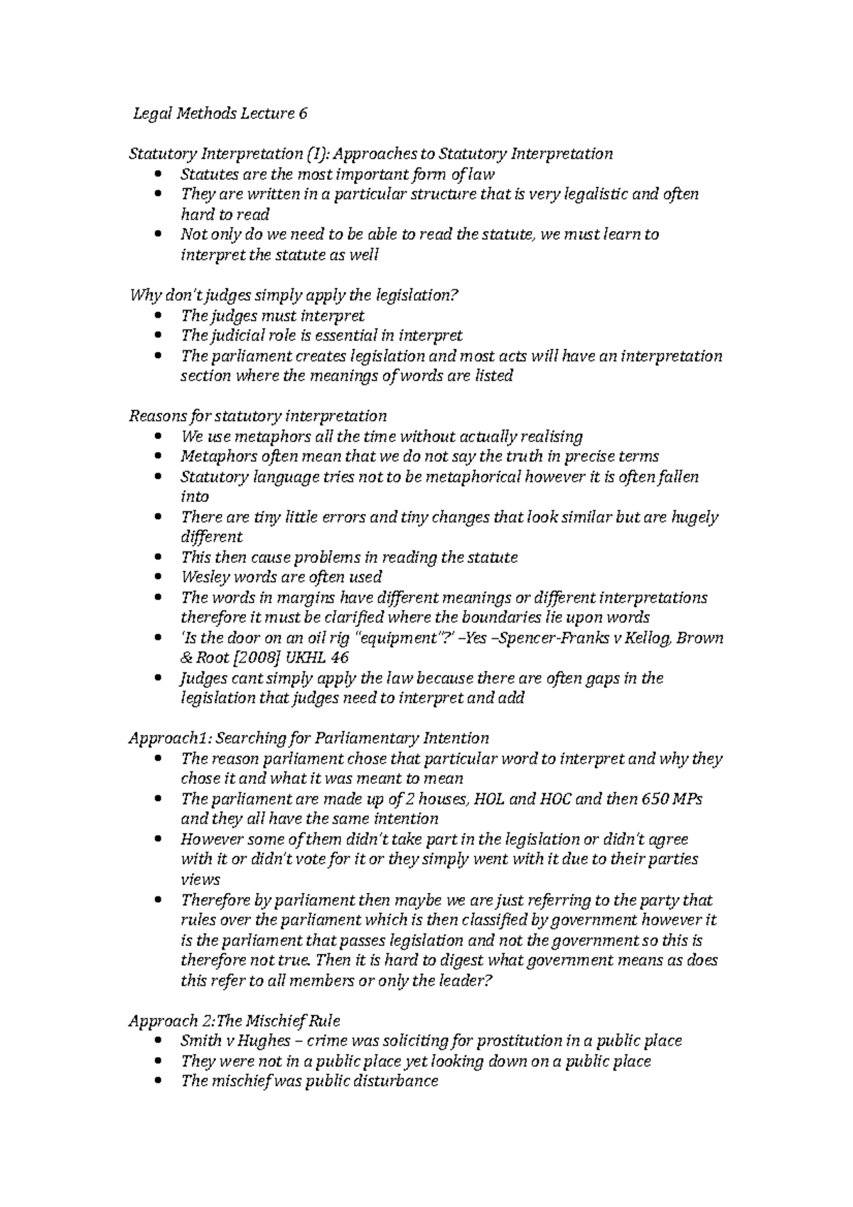 Lecture 6 - Statutory Interpretation 1 - Legal Methods Lecture 6 ...