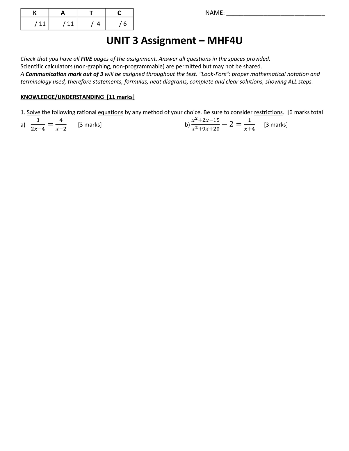 mhf4u unit 3 assignment