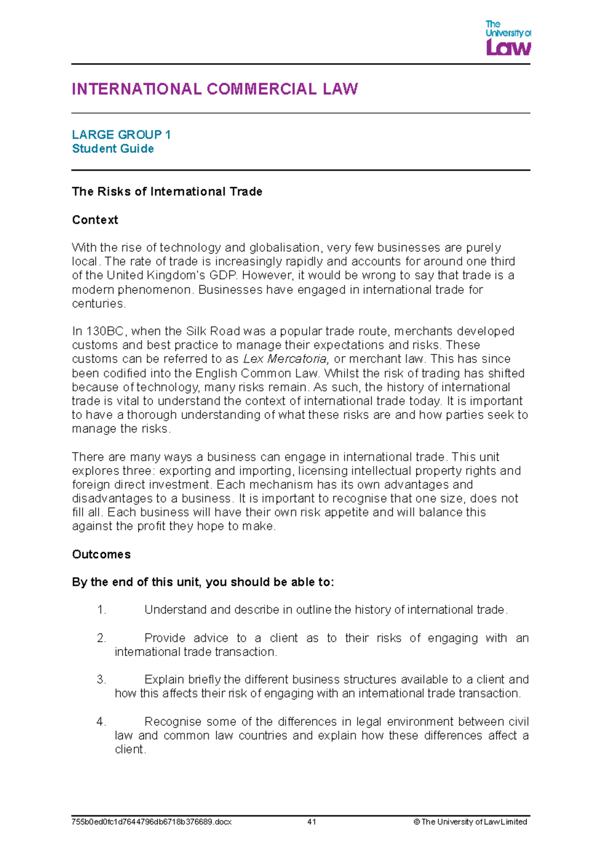 2223 icl lg01 ce01 student guide - INTERNATIONAL COMMERCIAL LAW LARGE ...
