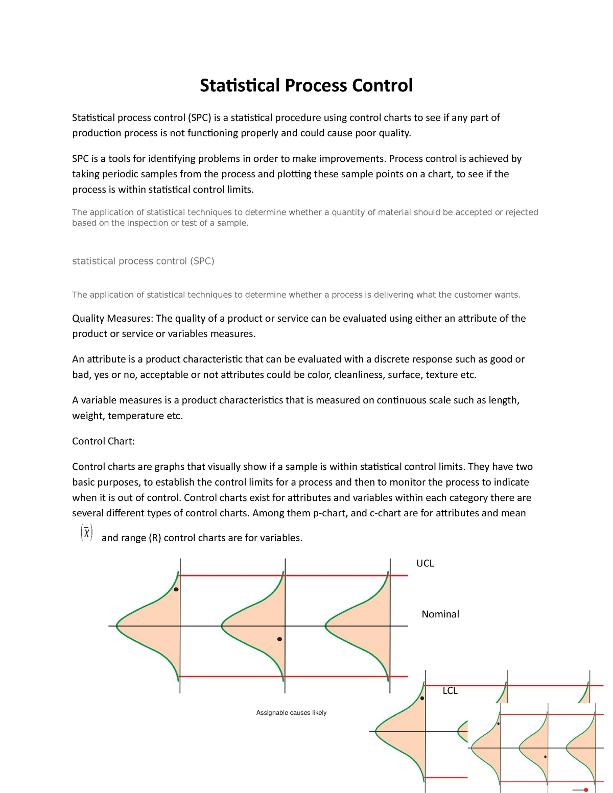 Statistical Process Control - Statistical Process Control Statistical ...