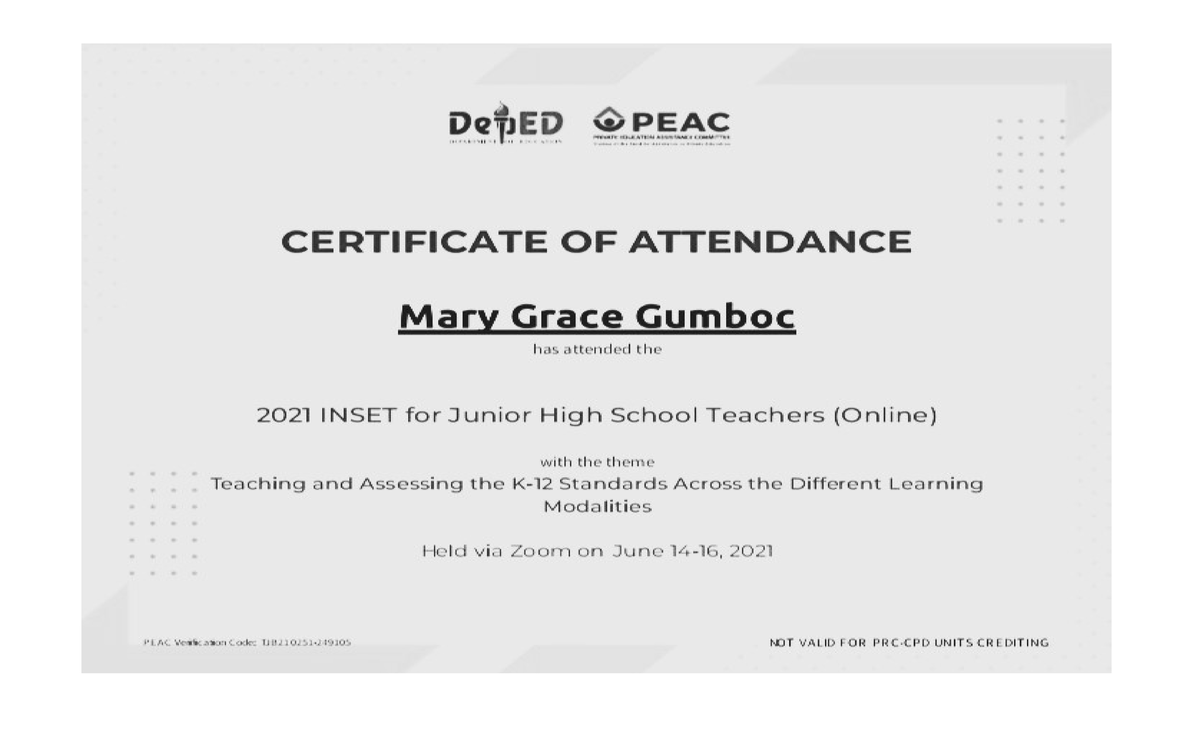 Certificates - FOR REFERENCE - DepED PEAC PREADE COMMETHI CERTIFICATE ...