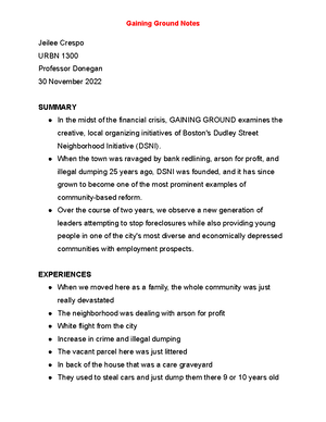URBN 1300- Volunteer Case Study Project - This is open-ended and should ...