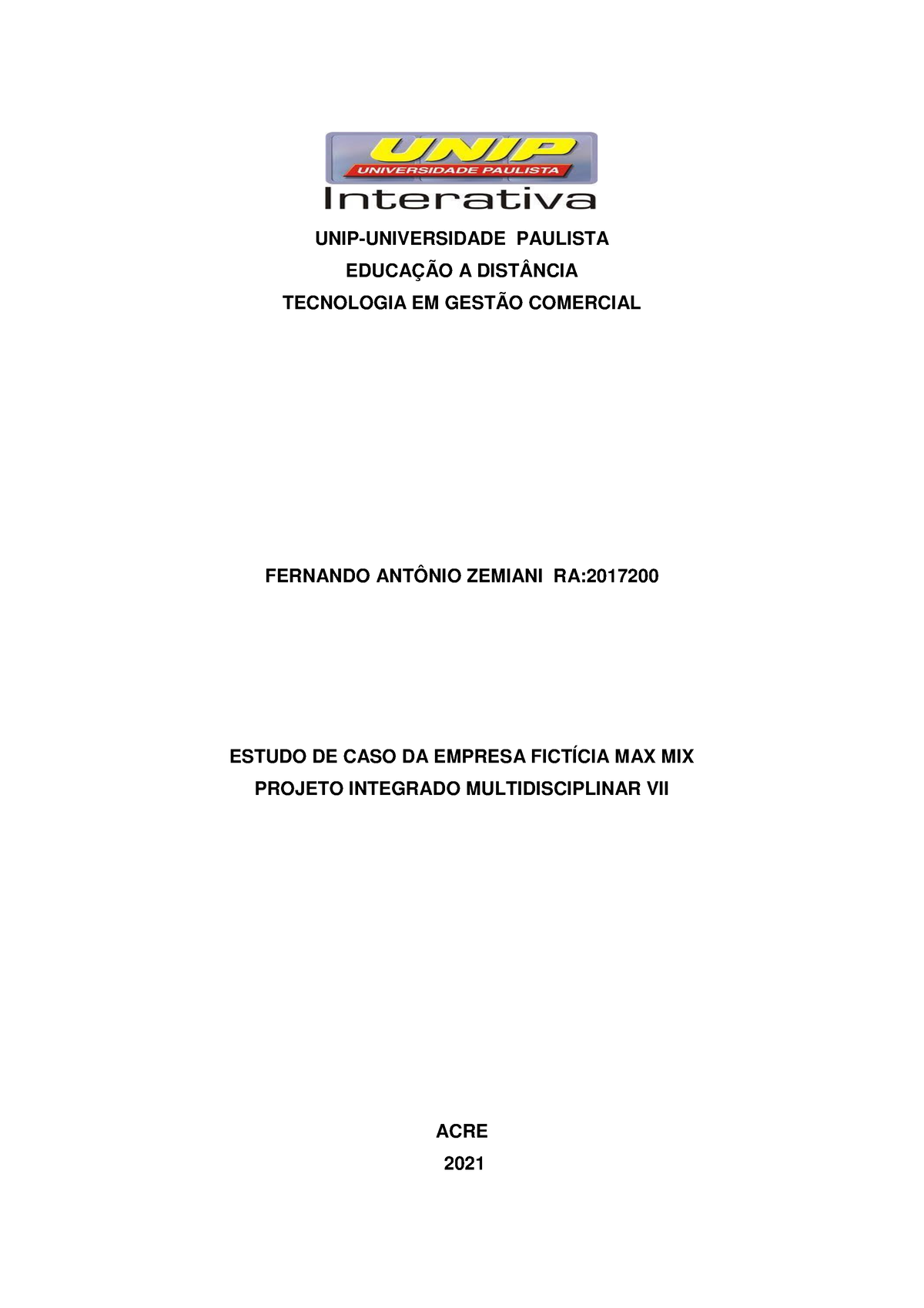 Unip Pim Vii Fernando Projeto Integrado Multidisciplinar Unip