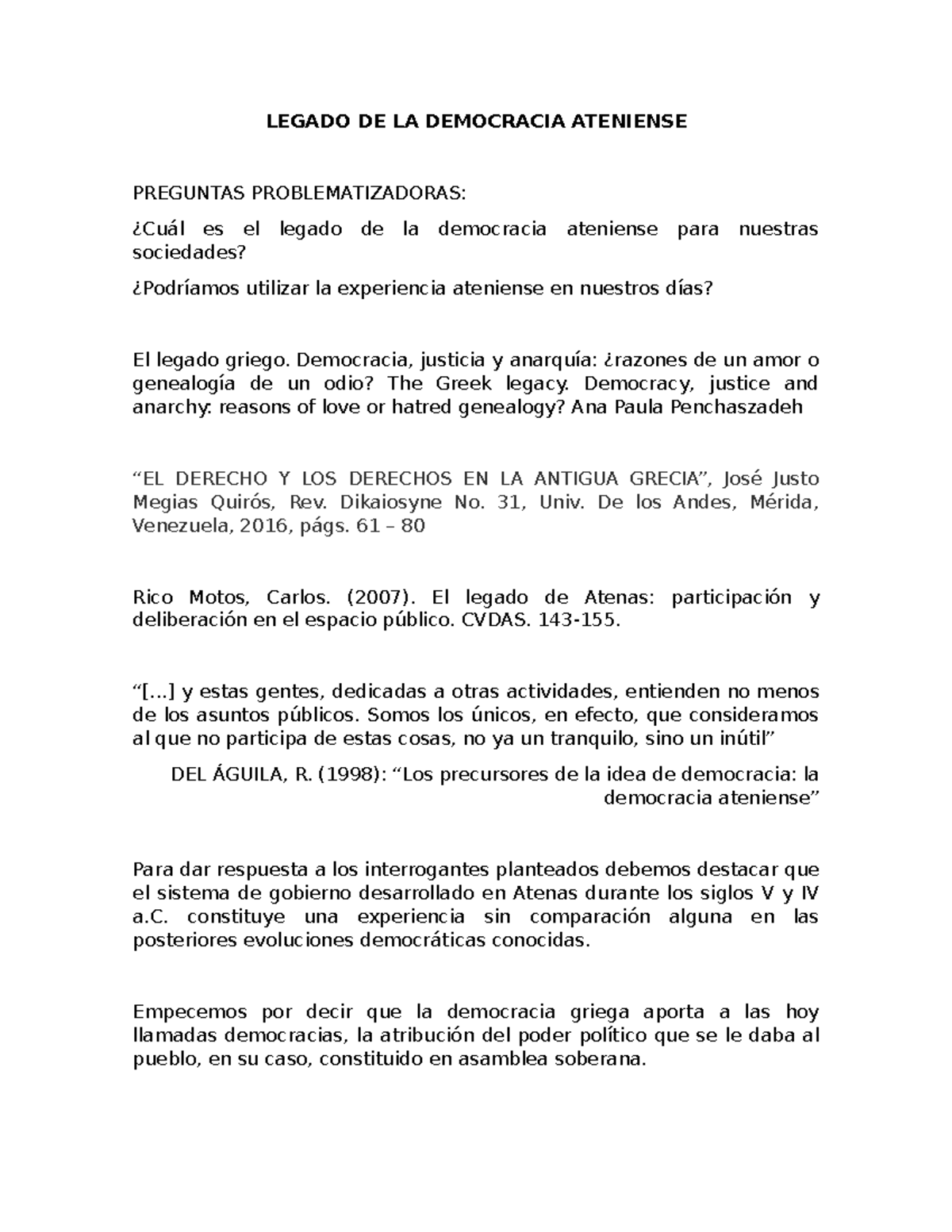 El Legado de la Democracia Ateniense - LEGADO DE LA DEMOCRACIA ...
