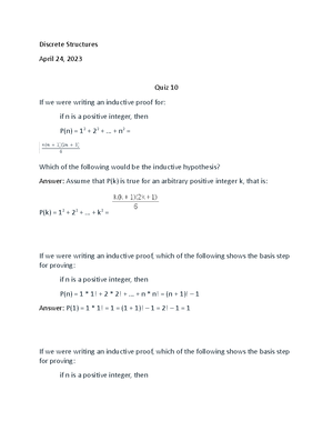 Quiz 1-6 - Quiz 1-6 Answers - Discrete Structures February 24, 2023 ...