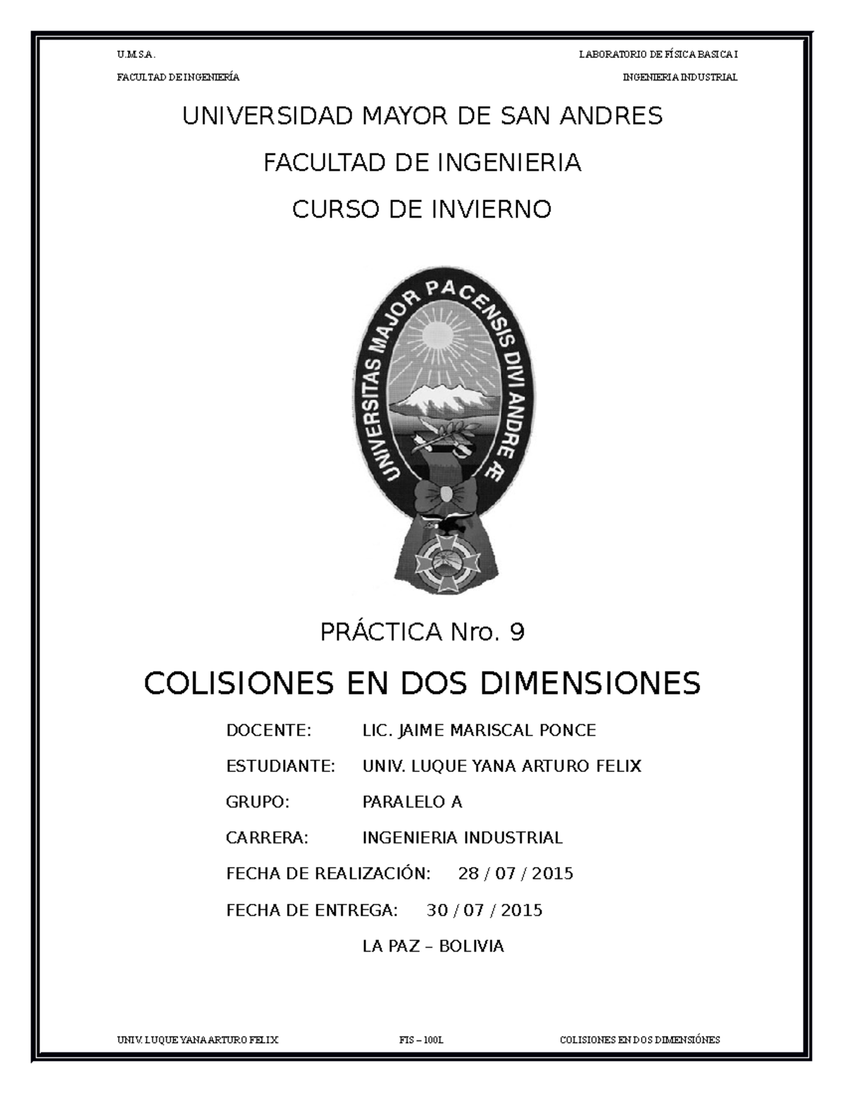 378345864 Inf Practica 9 Colisiones En Dos Dimensiones - FACULTAD DE ...