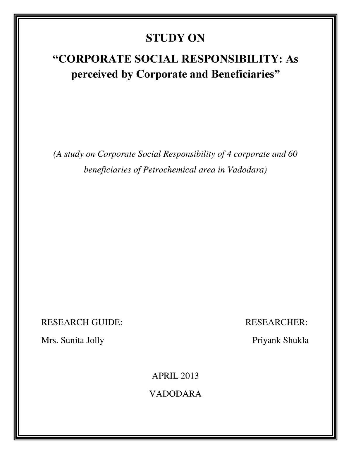 dissertation on csr