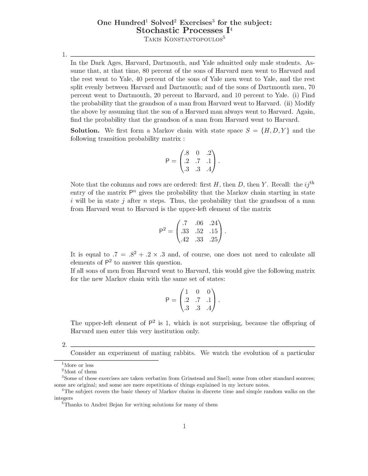 Introduction To Probability Tutorial Exercises - Applied Statistics ...