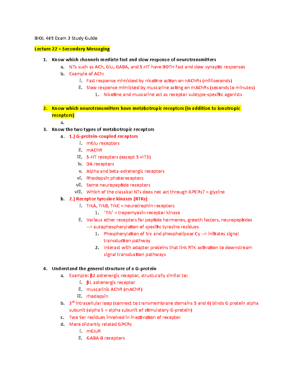 Biol 469 Exam 3 Study Guide Biol 469 Exam 3 Study Guide Lecture 22