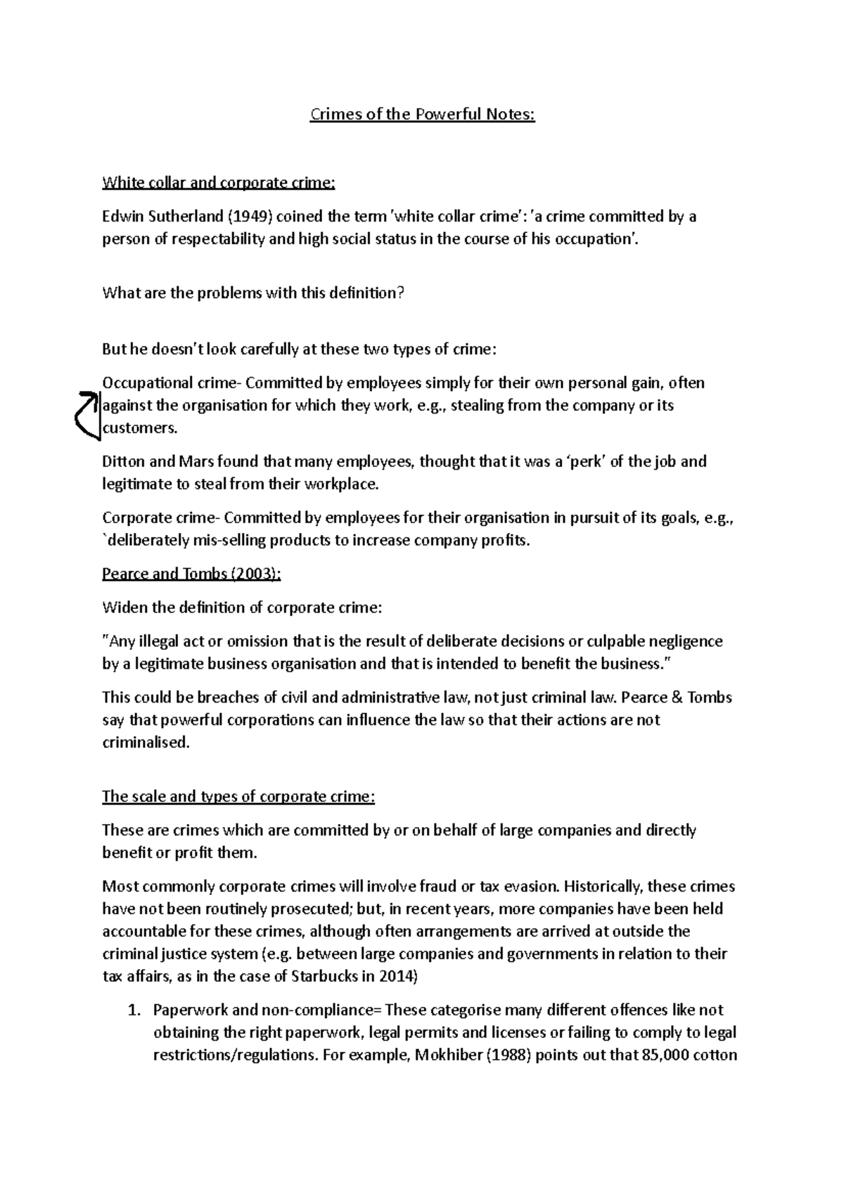 Crimes of the Powerful Notes - Crimes of the Powerful Notes: White ...