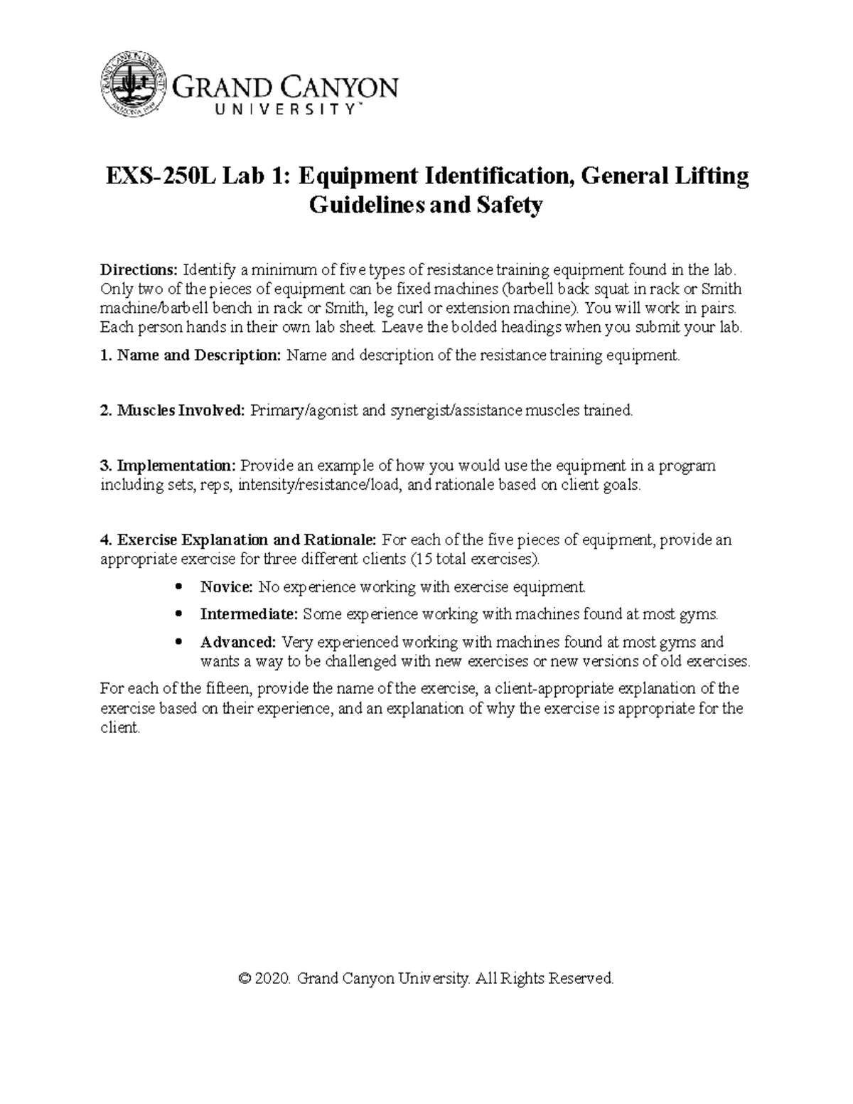 EXS 250LRSLab1Equipment Identification Guidelinesand Safety EXS