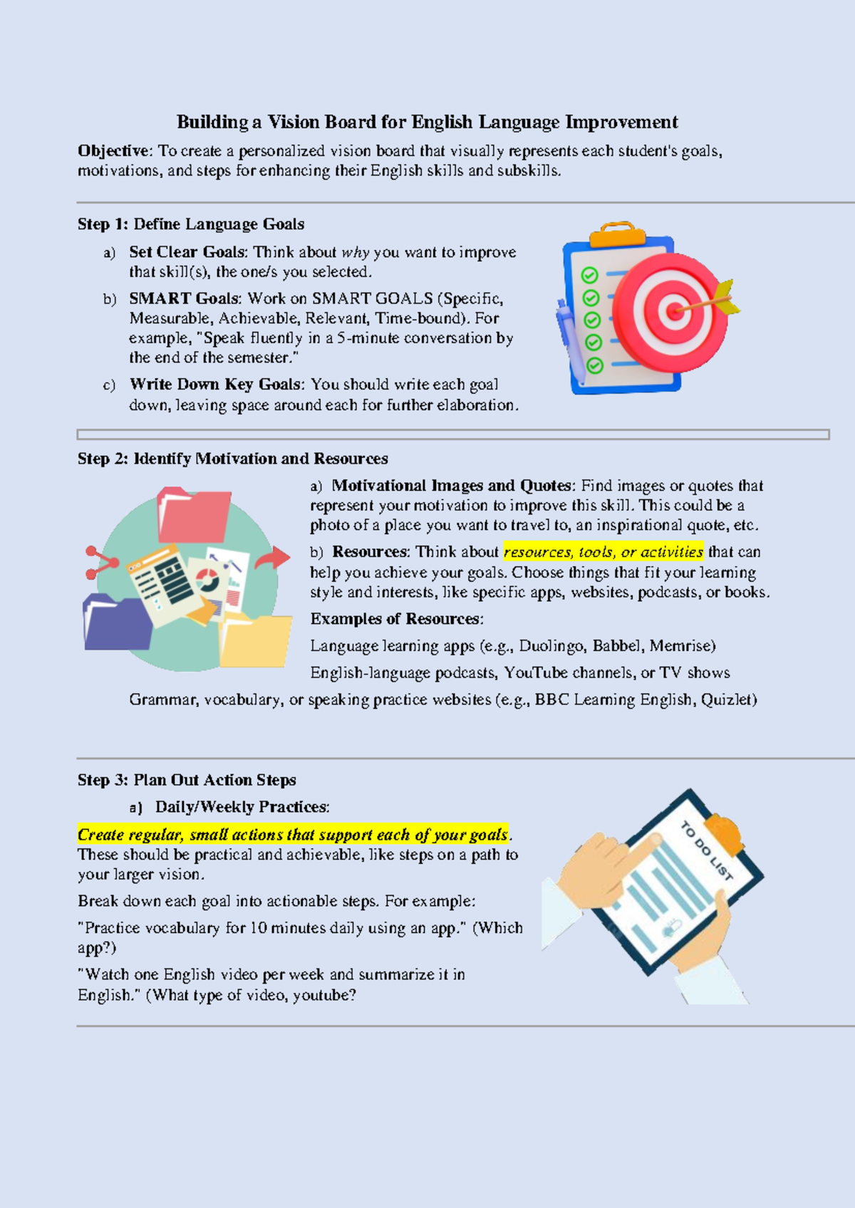 Building a Vision Board for English Language Improvement - Step 1 ...