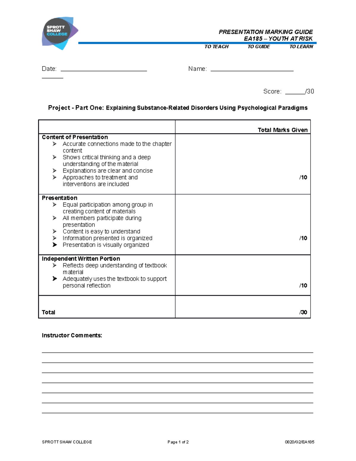 assignment marking guide