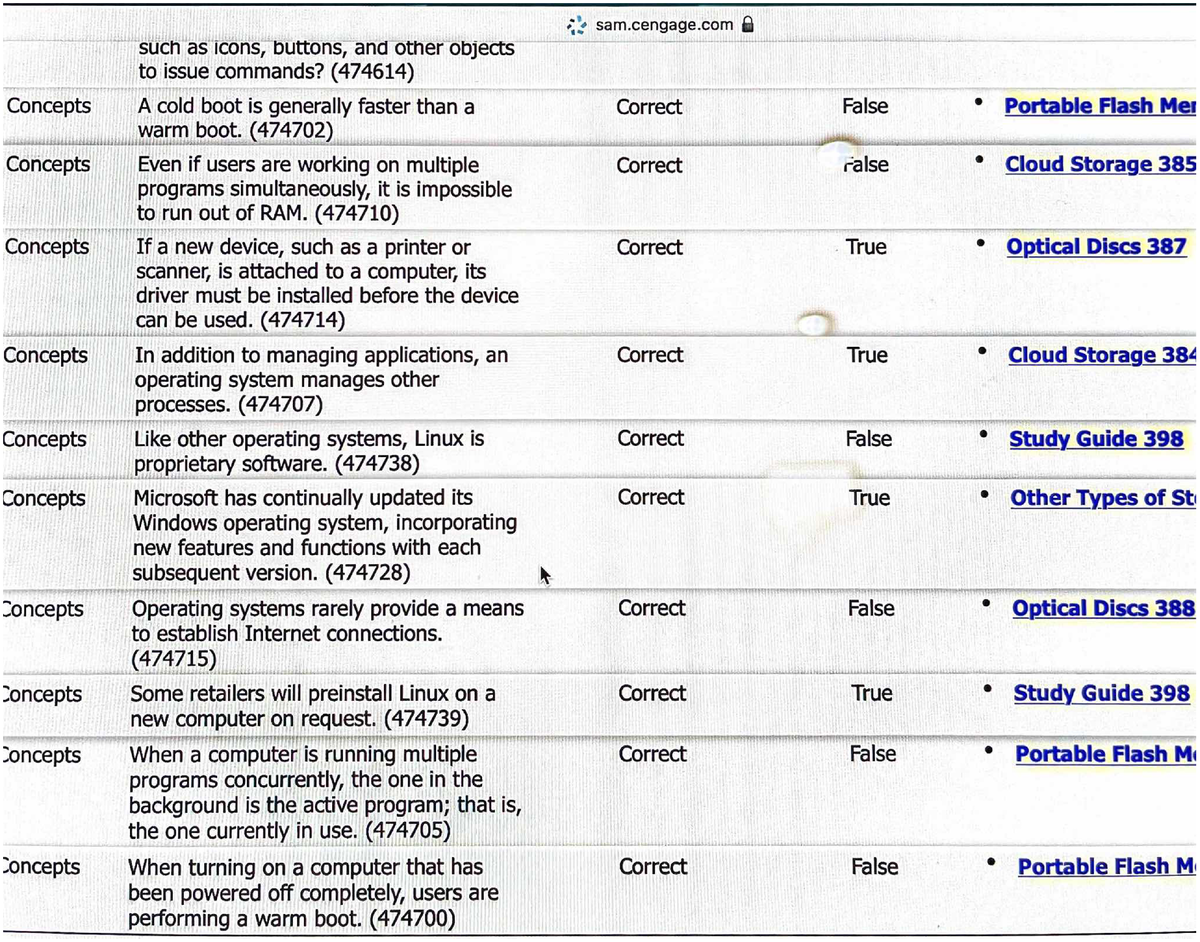 Doc - This Is A Computer Concepts Test That Was Given Via Cengage ...