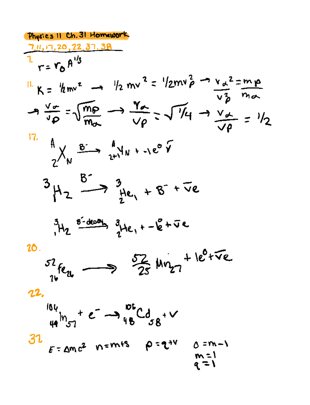 Ch 31 Homework Thysics 11 Ch 31 Homework N K Hmu La Mu 12mf If Ip Emmy V I 112 Ay E Eyn T