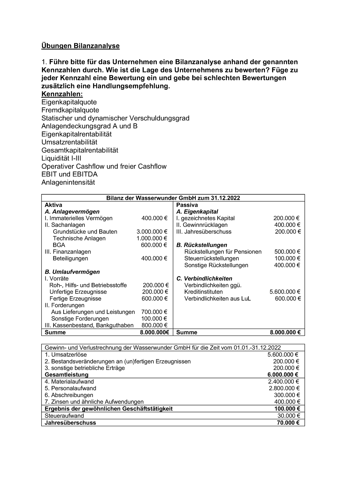 Übungen Bilanzanalyse - Controlling & Unternehmensführung - FOM - Studocu