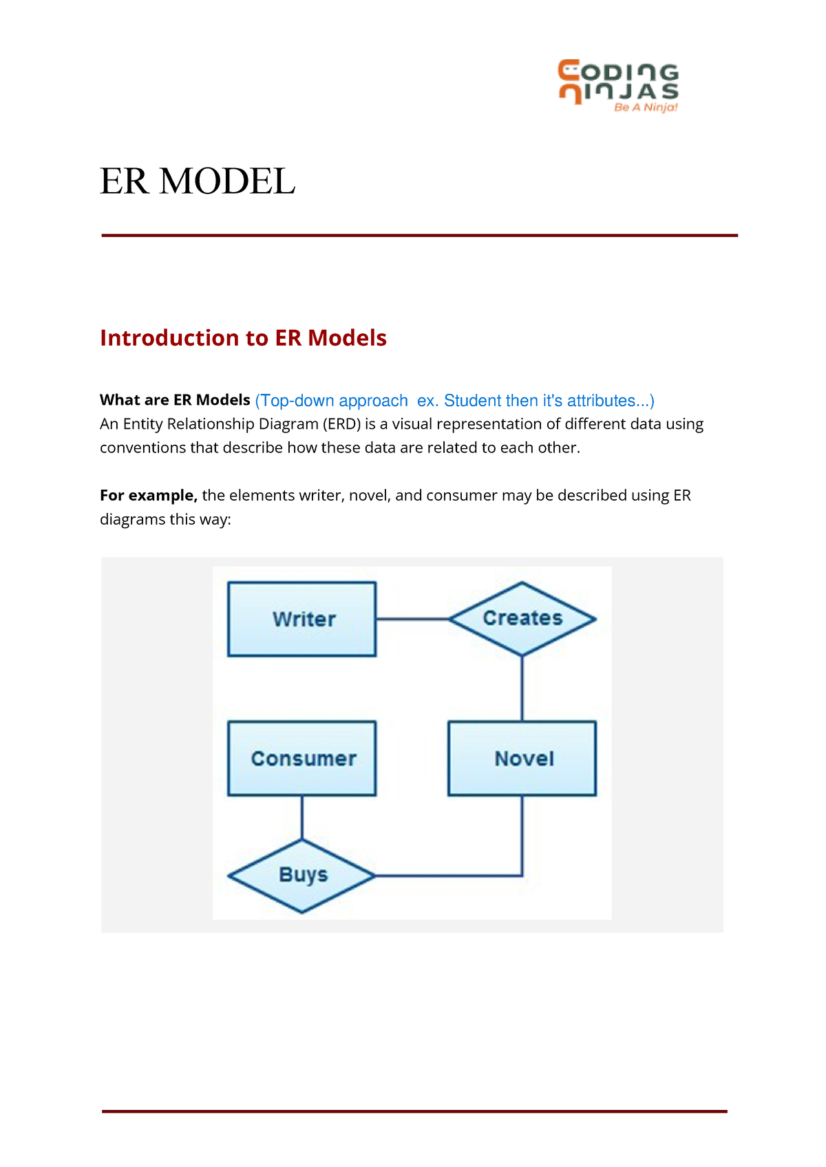 1. Introduction - ER MODEL Introduction To ER Models What Are ER Models ...