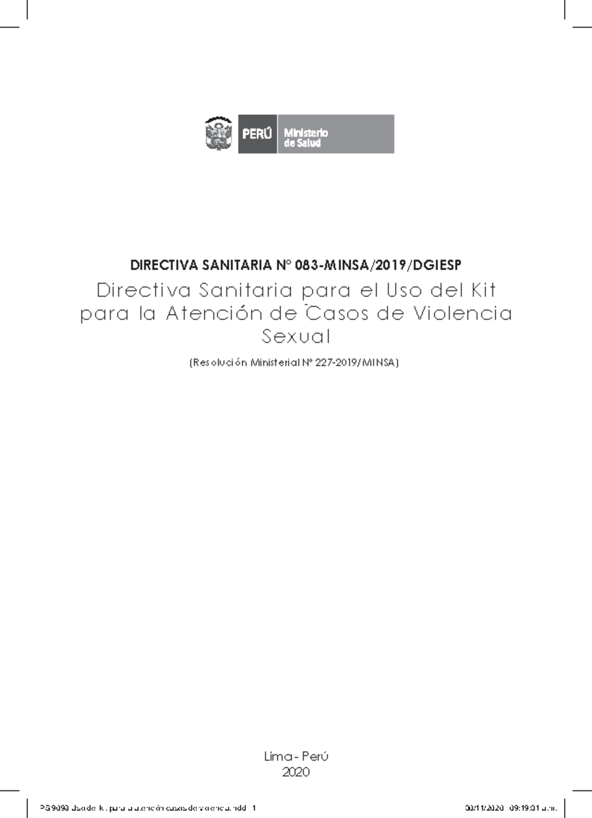 Directiva Sanitaria Nº 083 KIT DE Violencia - DIRECTIVA SANITARIA N ...