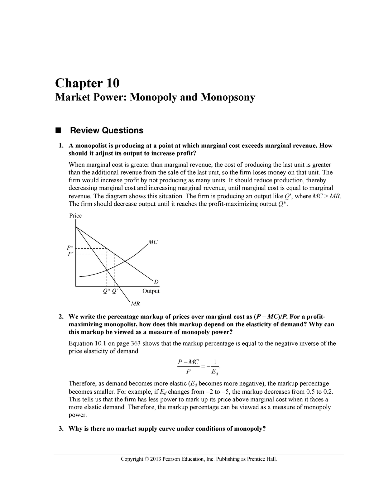 Monopoly,Monopsony Market Power - Chapter 10 Market Power: Monopoly And ...