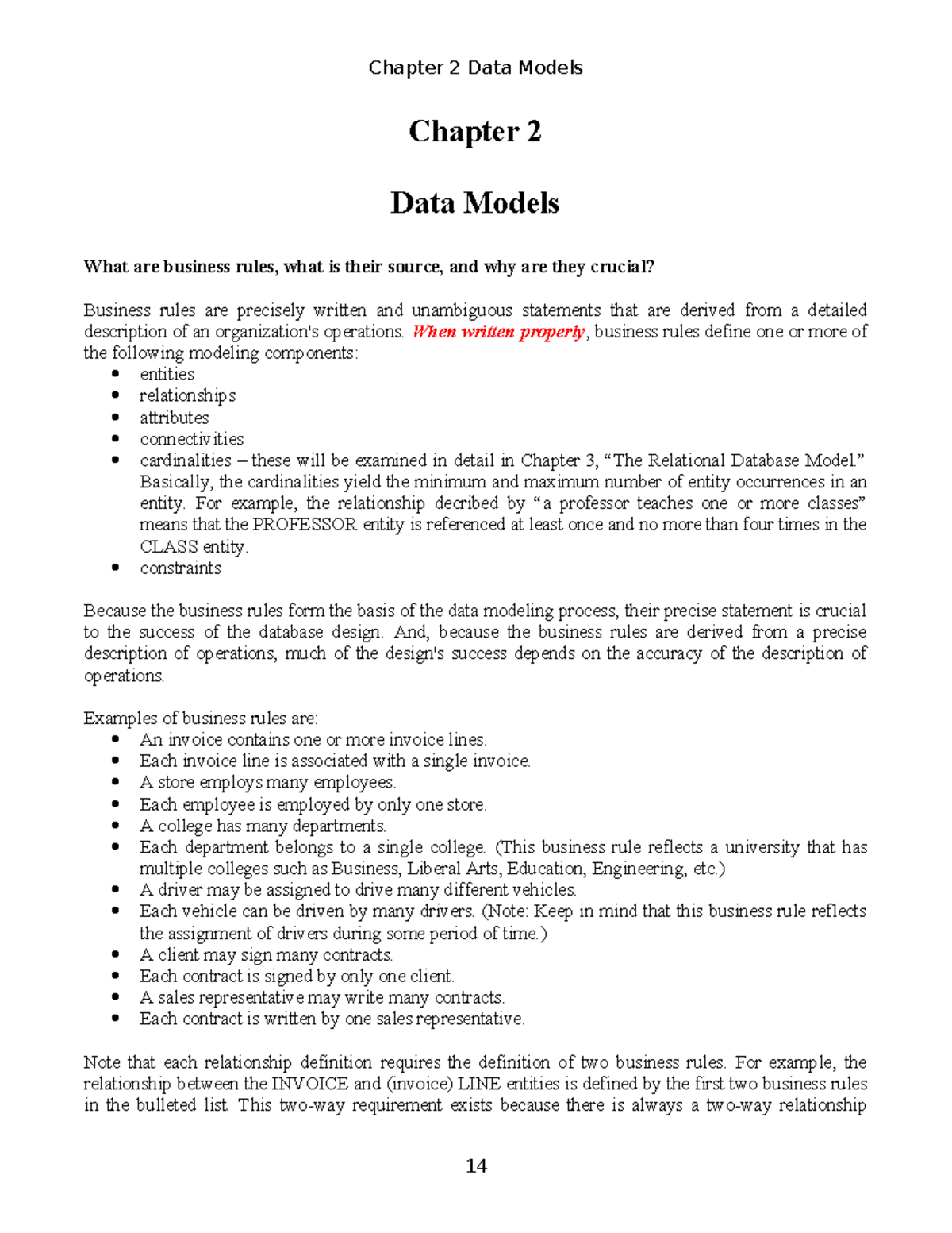 Ch02-Data-Models Notes 1 - Chapter 2 Data Models What are business ...