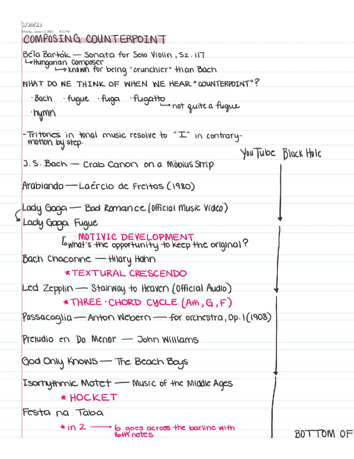 MUS 305 Notes - Counterpoint is what helps us to understand how music ...