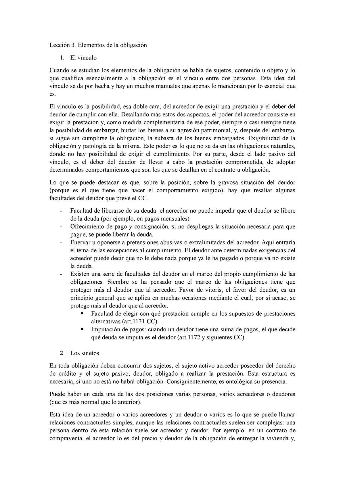 Tema 3 Tema 3 De Derecho Civil Ii Lección 3 Elementos De La Obligación El Vínculo Cuando Se 3909