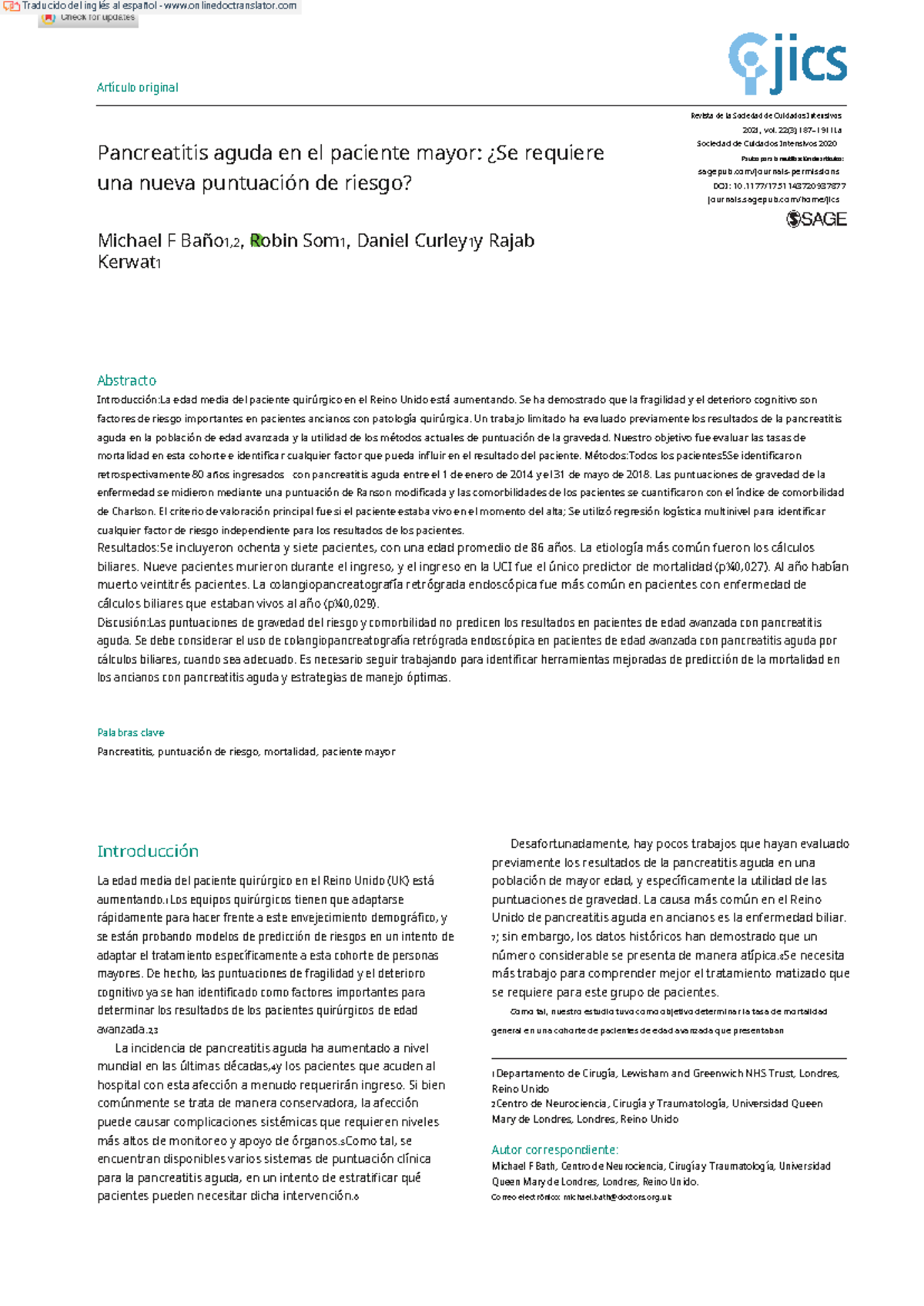 Bath et al 2020 acute pancreatitis in the older patient is a new risk ...